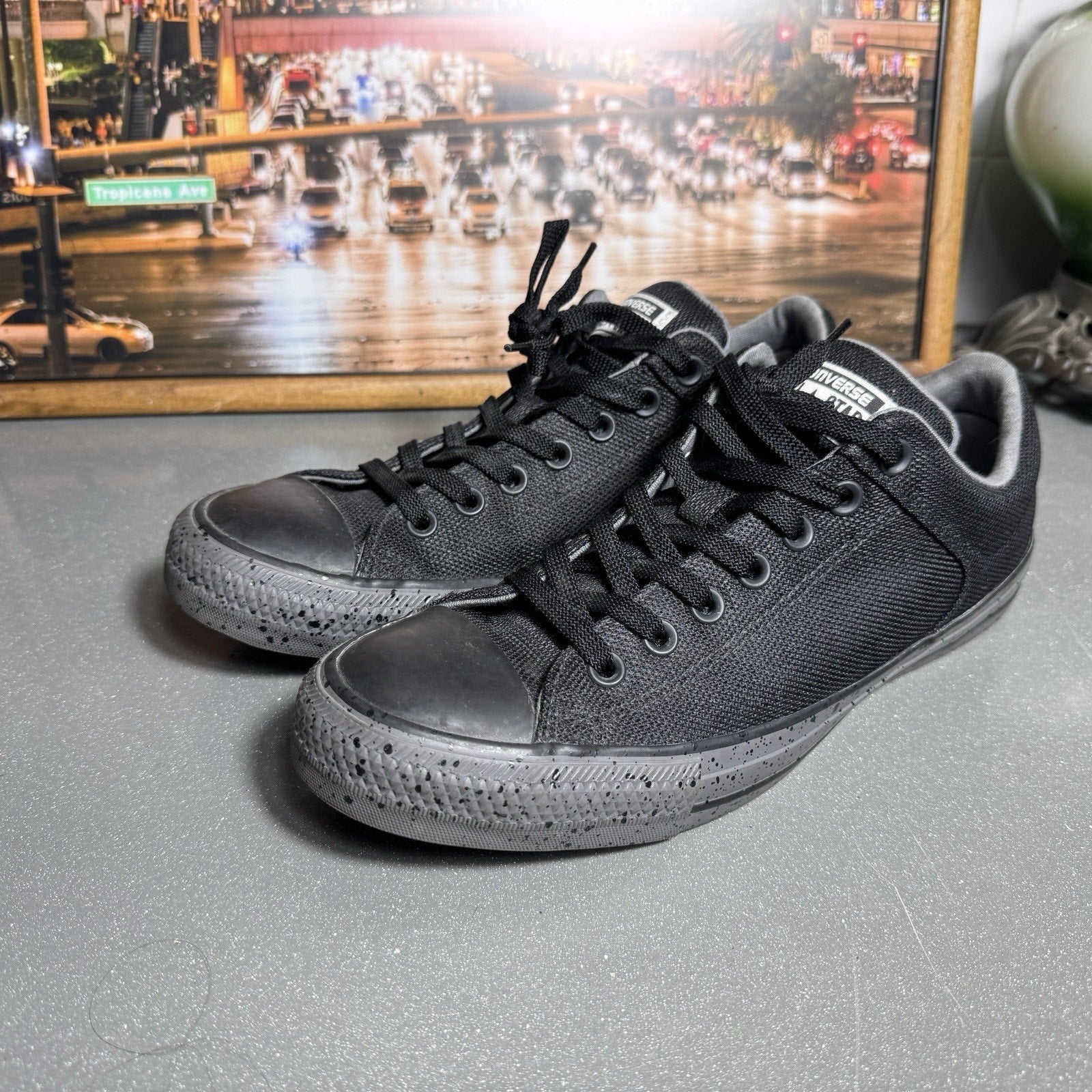 Converse All Star Low 160297C Triple Black Gray Speckled Sneakers Men’s 9.5