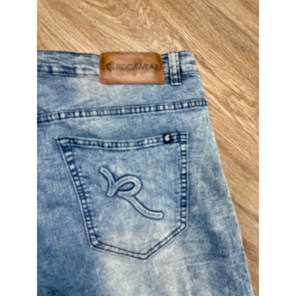 Rocawear Slim Fit Jeans Men’s 46x34 Light Wash Y2K Hip Hop Streetwear Denim