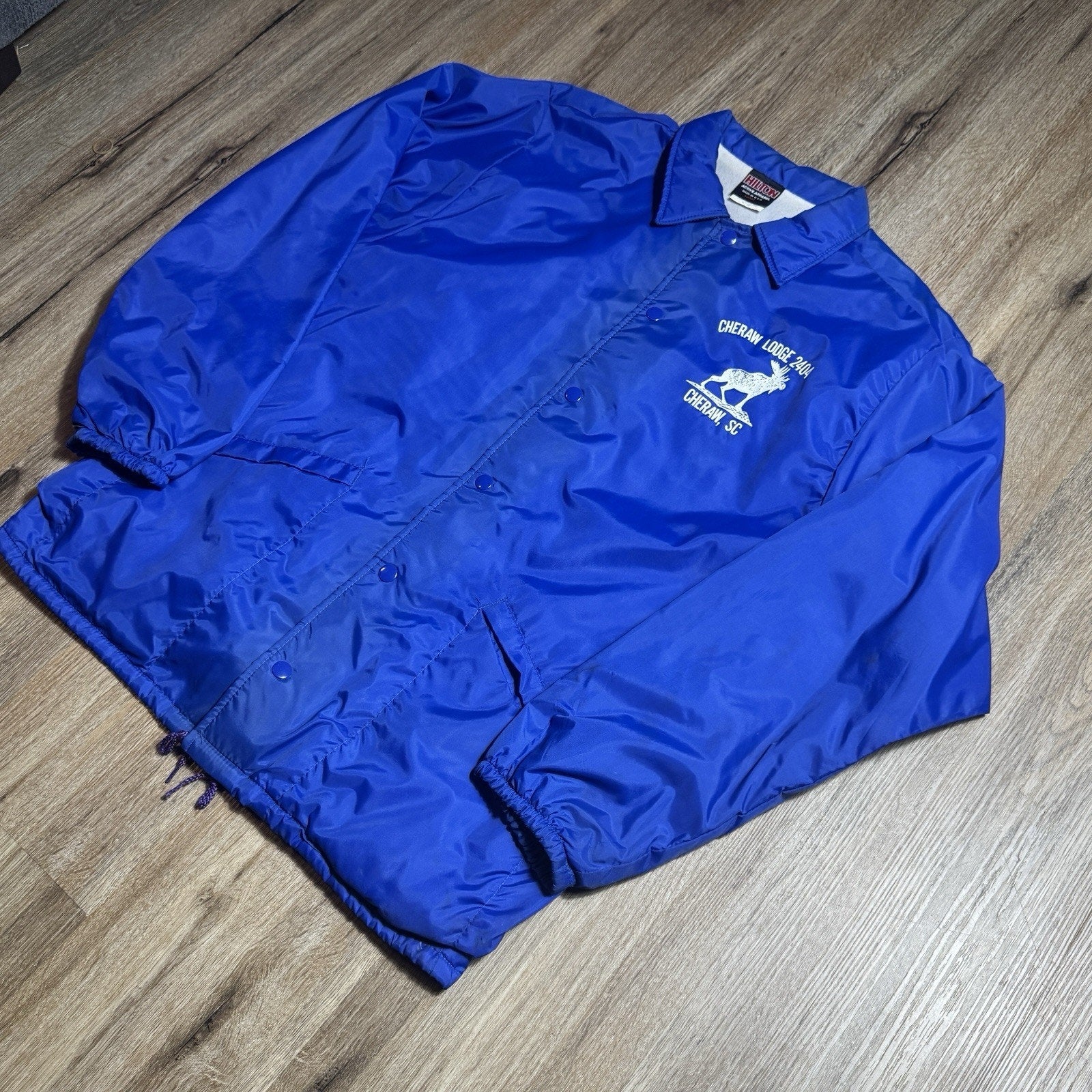 Vintage Hilton Active Apparel Coach Jacket Cheraw SC Lodge 2404 Moose Made USA L