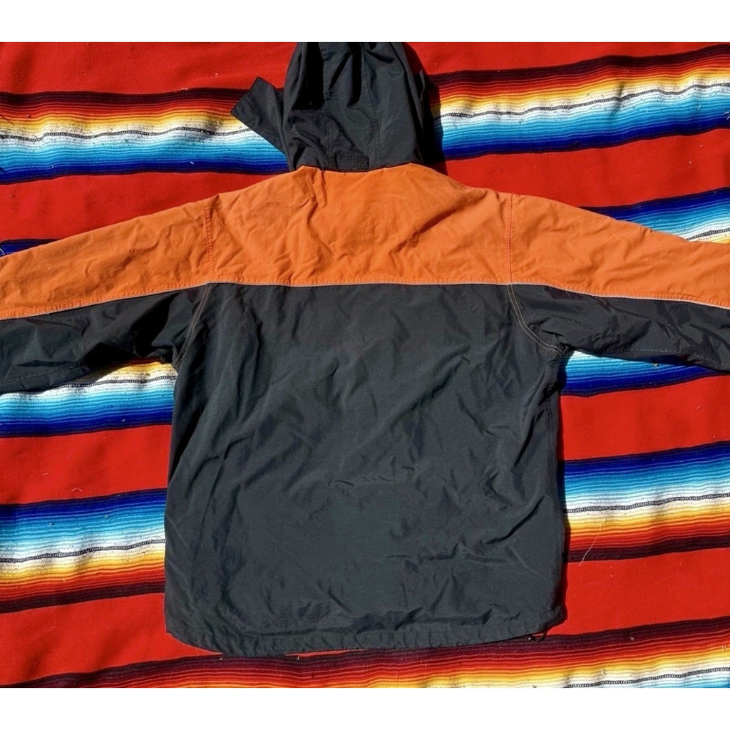 Vtg Harley-Davidson Orange Black Hooded Rain Jacket Men's Large Waterproof Nylon