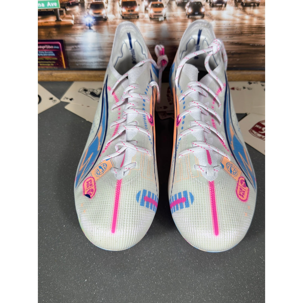 Puma Ultra Match FG/AG Soccer Cleats White Pink Blue 108063-01 Men’s 8.5