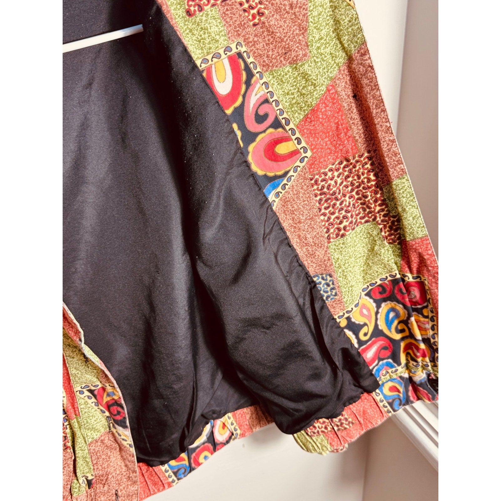 Vintage GDT Too Abstract Patchwork Paisley Jacket Women’s Medium 90s Cropped Boho Retro
