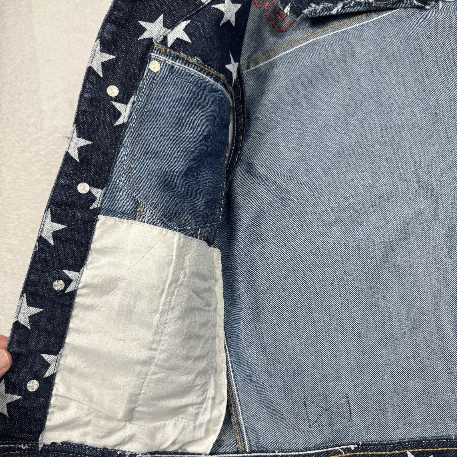 Akademiks AKDMKS Stars Denim Vest Womens XS Y2K Hip Hop USA Flag Patriotic 90s