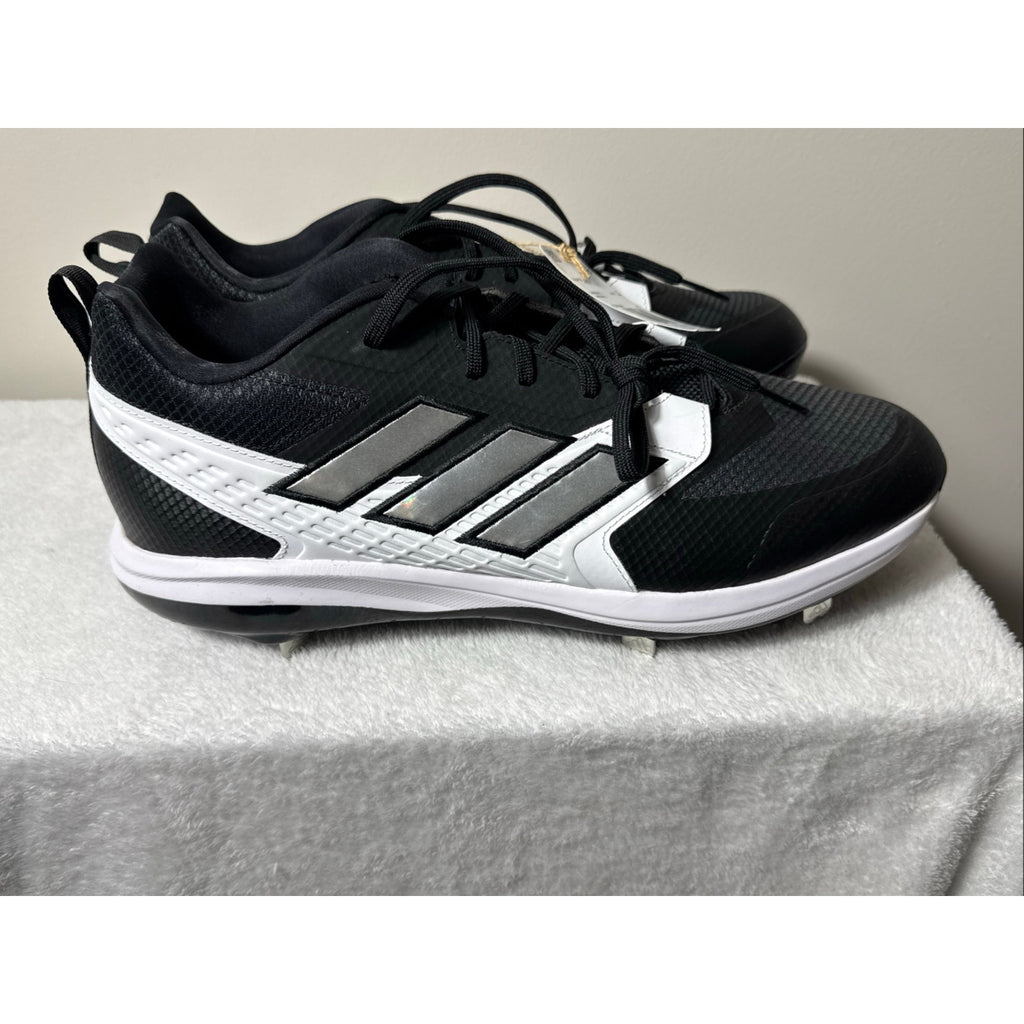 adidas Icon 8 baseball cleats men’s size 17 black silver white NWT metal spikes