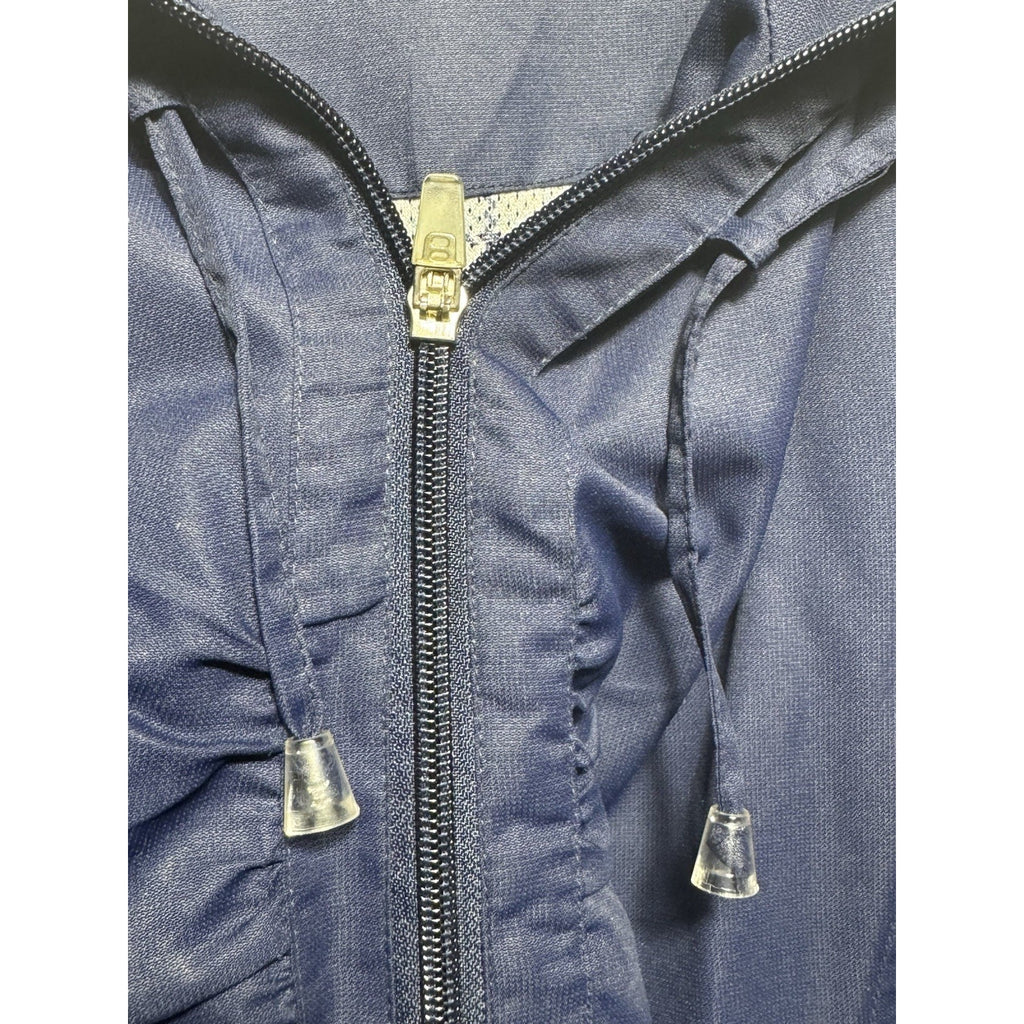 Vtg Wilson Lightweight Windbreaker Jacket Navy Blue Plaid Lined Full Zip Size L