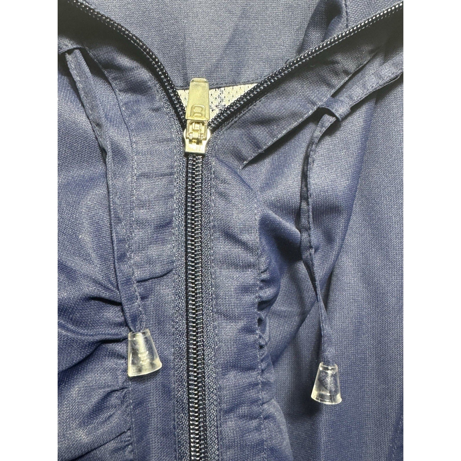 Vtg Wilson Lightweight Windbreaker Jacket Navy Blue Plaid Lined Full Zip Size L