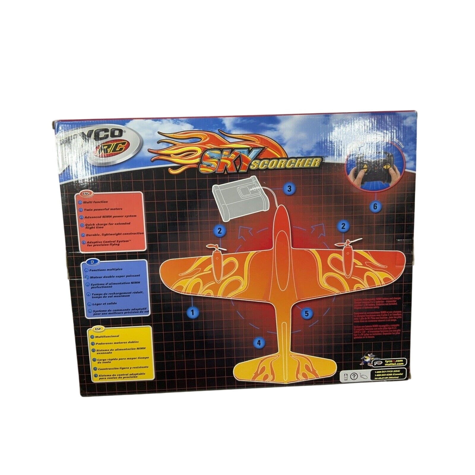 Mattel TYCO RC Remote Control Vintage Sky Scorcher Yellow/Red Aircraft Plane