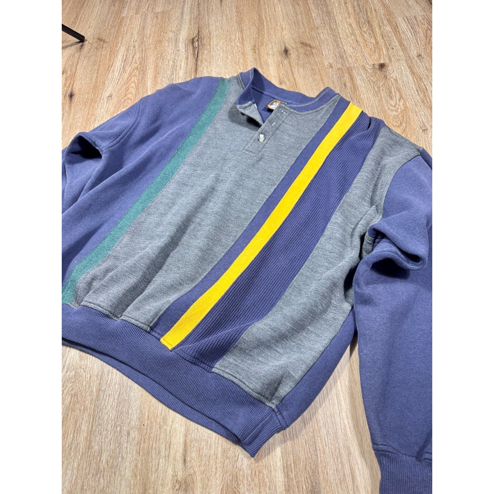 Vintage USA Olympics Colorblock Henley Sweatshirt Pullover Retro 90s Men’s L XL