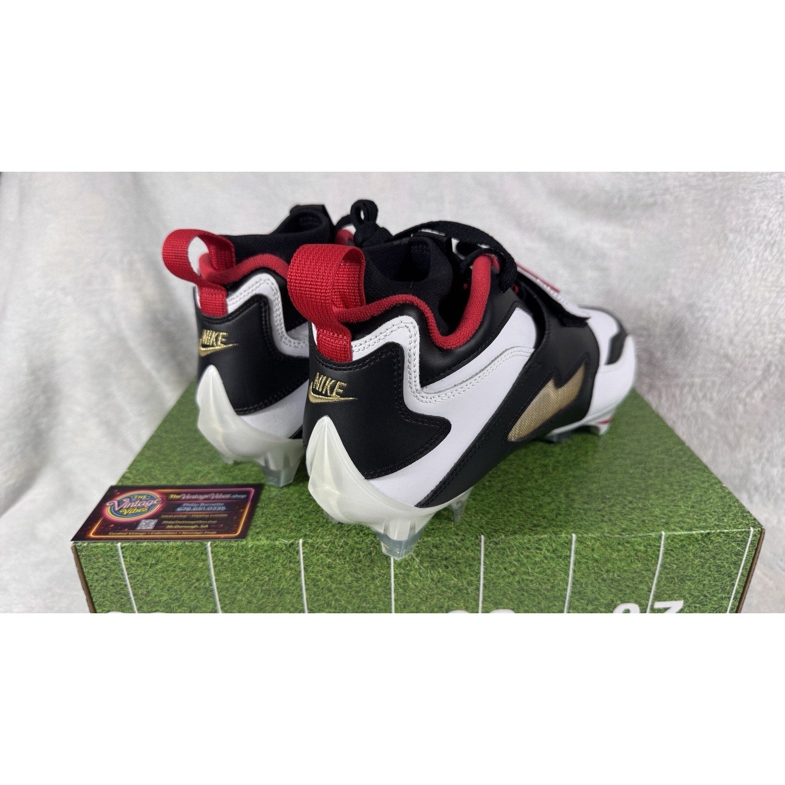 Nike Diamond Turf 93 TD Football Cleats Men’s 11 White Black Red HF5298-100 New