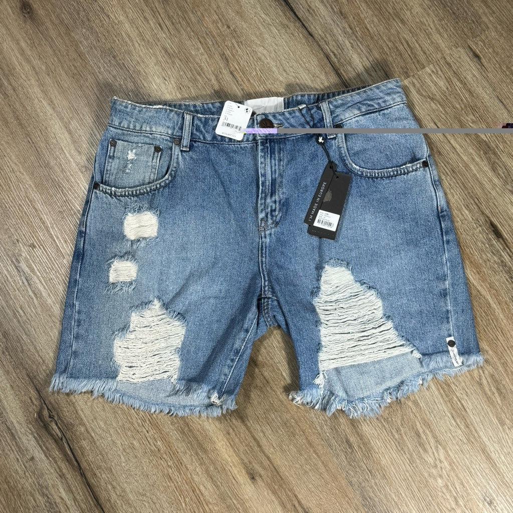 OneTeaspoon Stevies Boyfriend Denim Shorts BNWT Womens 31 34 Pacifica Distressed