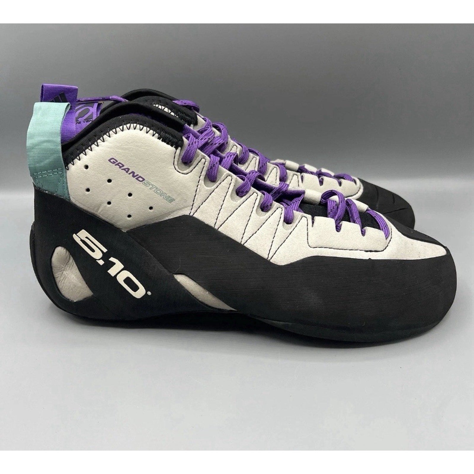 New Five Ten Grandstone Climbing Shoes Men’s Sz 10.5 Gray Purple Stealth Rubber
