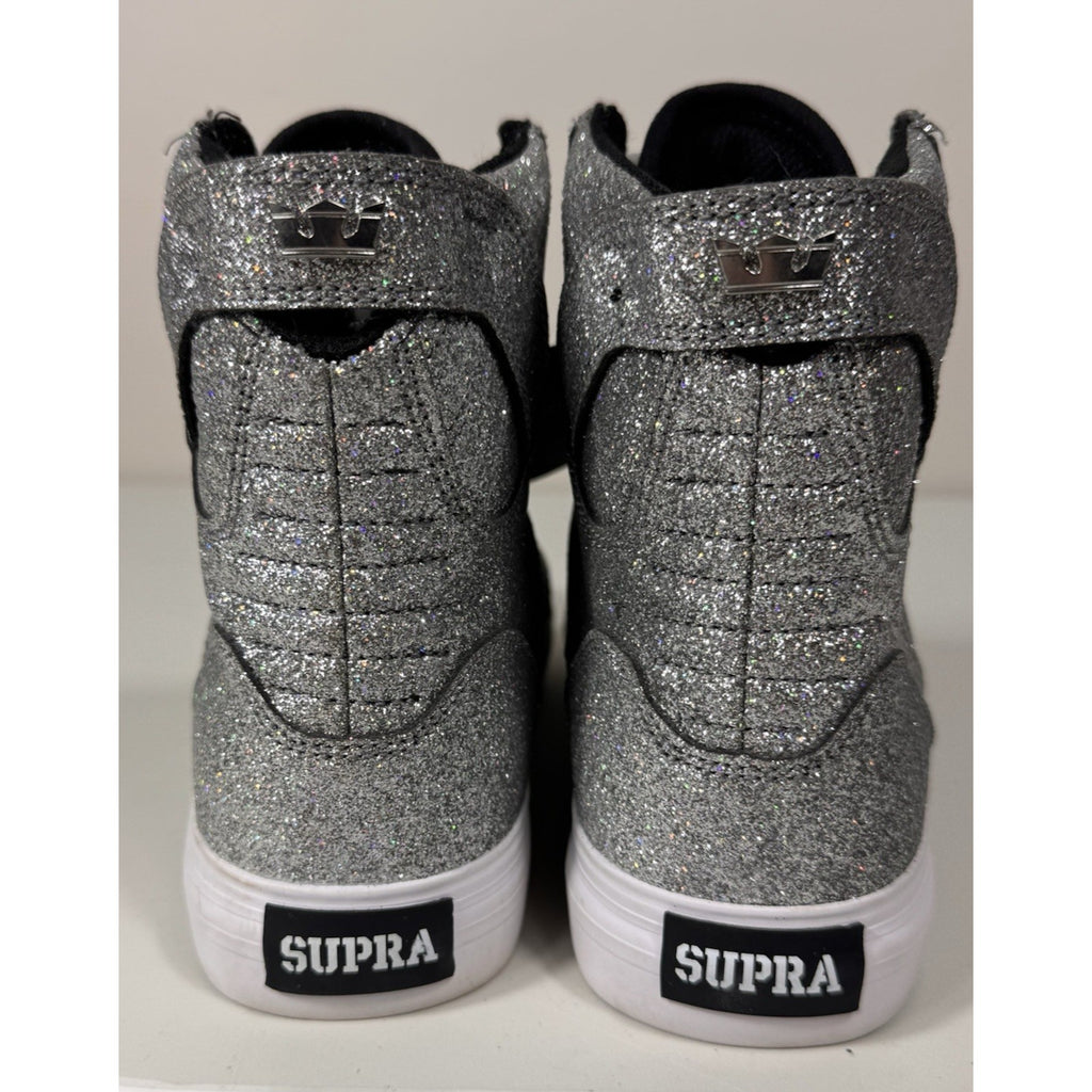 Vtg Rare Y2K Supra Skytop High Top Silver Glitter Sneakers Youth/Men’s US 5 W6.5