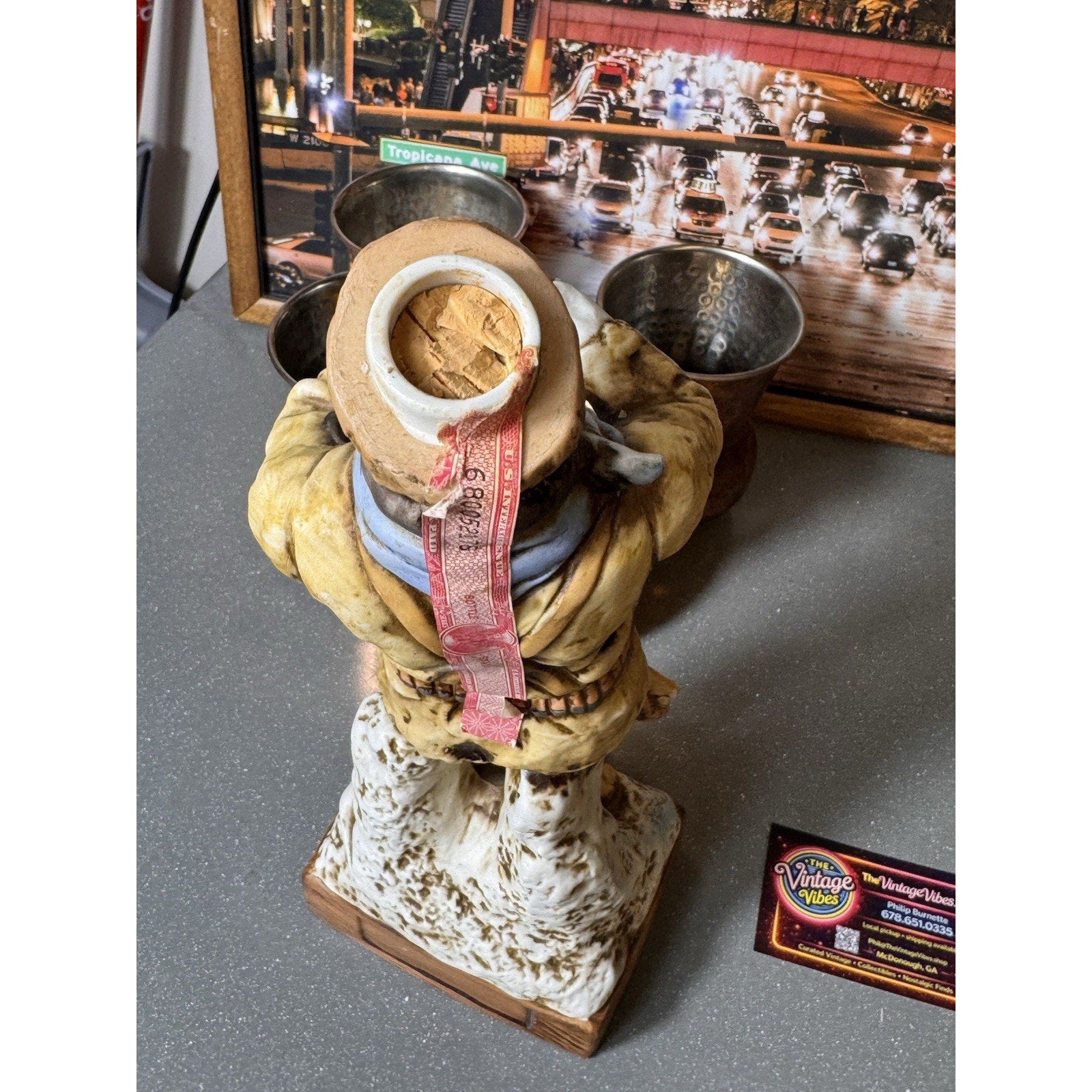 Vtg 1976 Homan The Buffalo Hunter Decanter C.M. Russell Japan 13in Western Bar