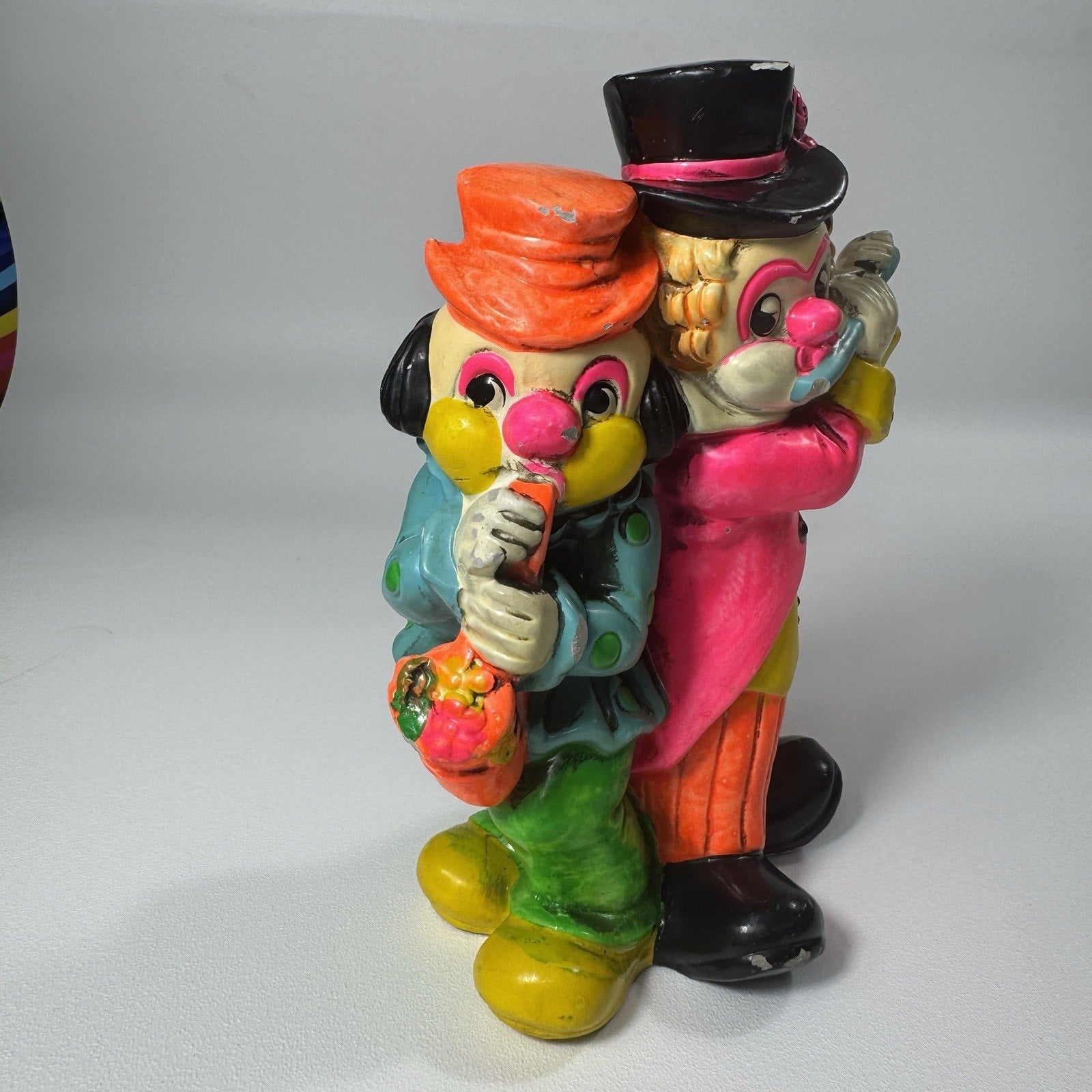 Vtg 1968 OSL Japan Musician Clown Coin Bank Chalkware Rare Vibrant Colorful HTF
