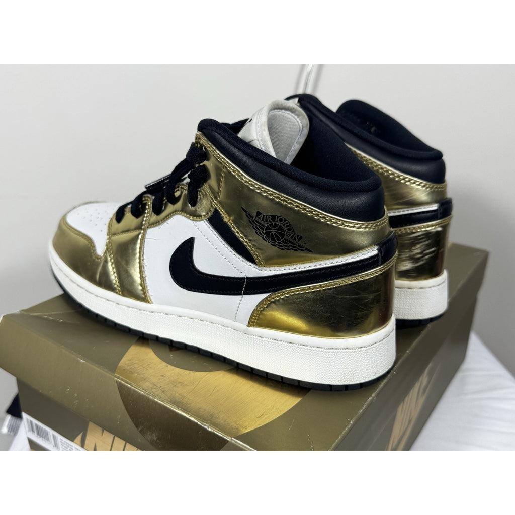 Nike Air Jordan 1 Mid SE Metallic Gold DC1420-700 GS Size 7Y 7 Used