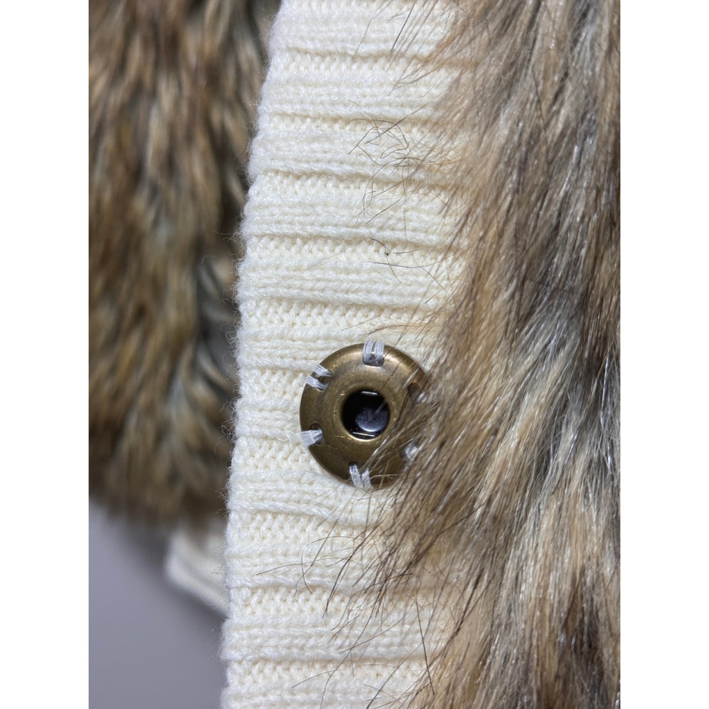 Women MICHAEL Michael Kors Faux Canadian Fox Fur Sweater Vest Wool Blend Medium