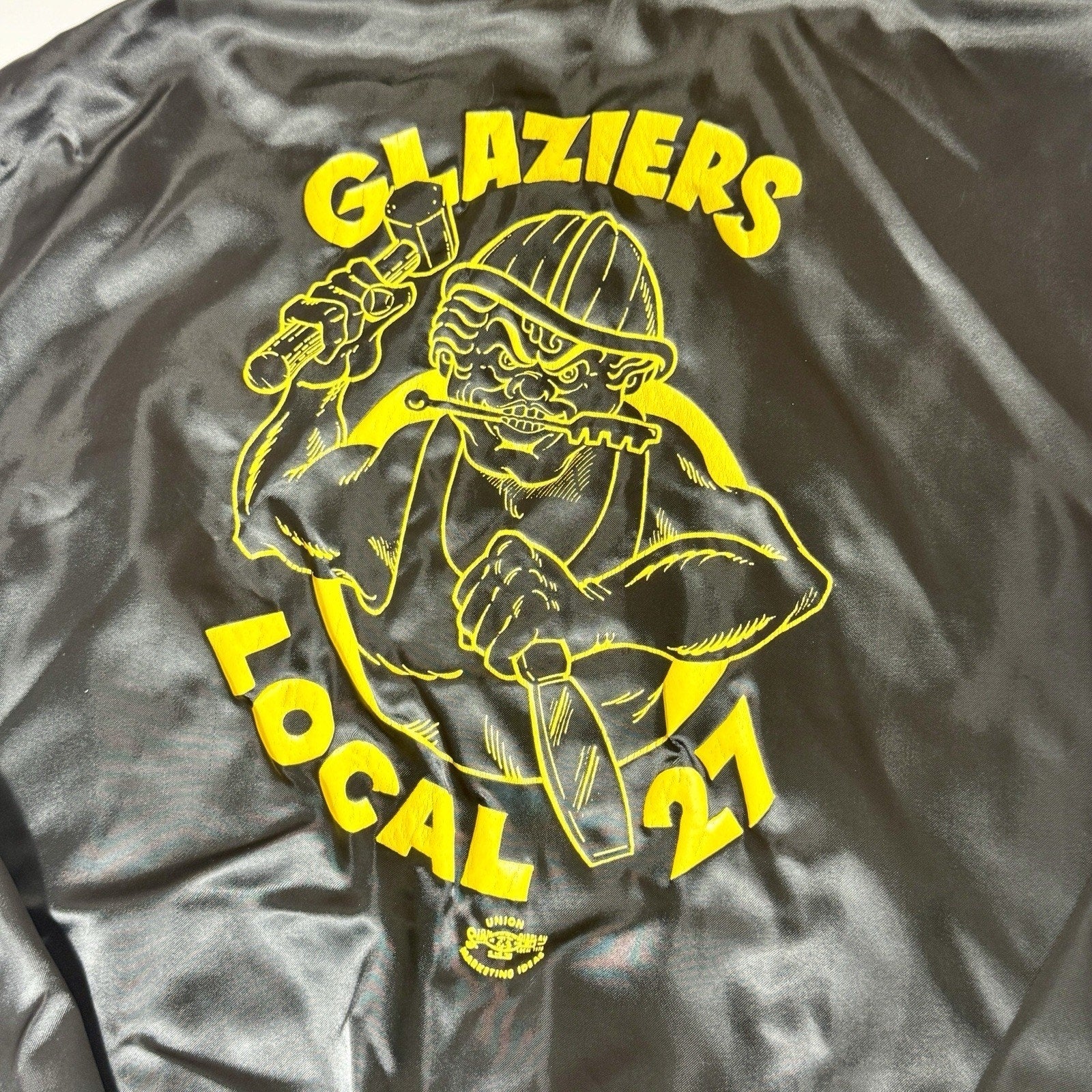 Vtg West Wind Glaziers Local 27 Union Satin Jacket USA ACTWU Men’s M Chicago HTF