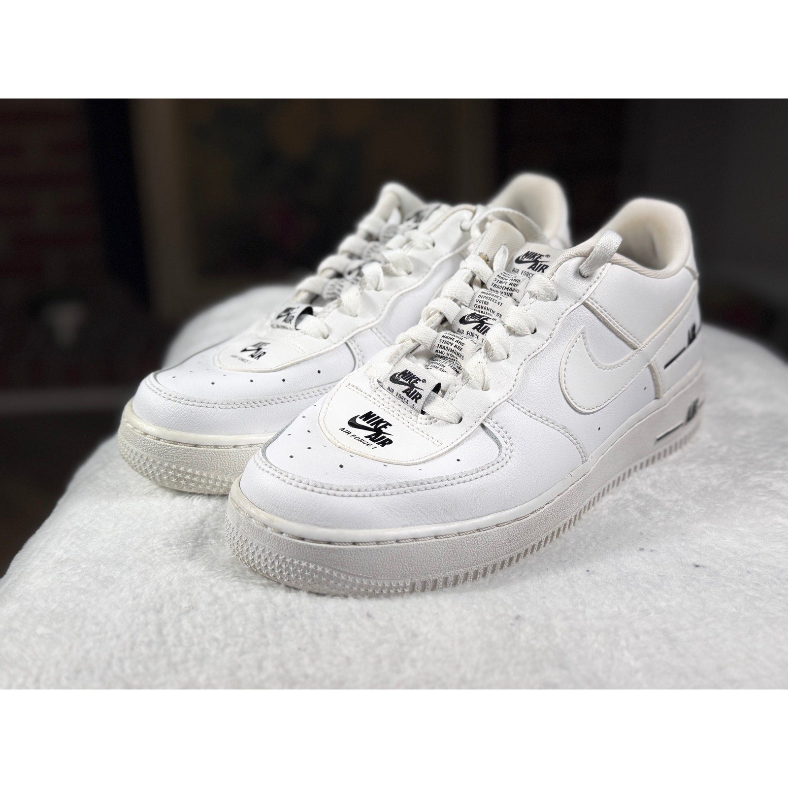 Nike Air Force 1 Low White Black Outline CJ4092-100 Youth Sz 7Y Men 7 Women 8.5