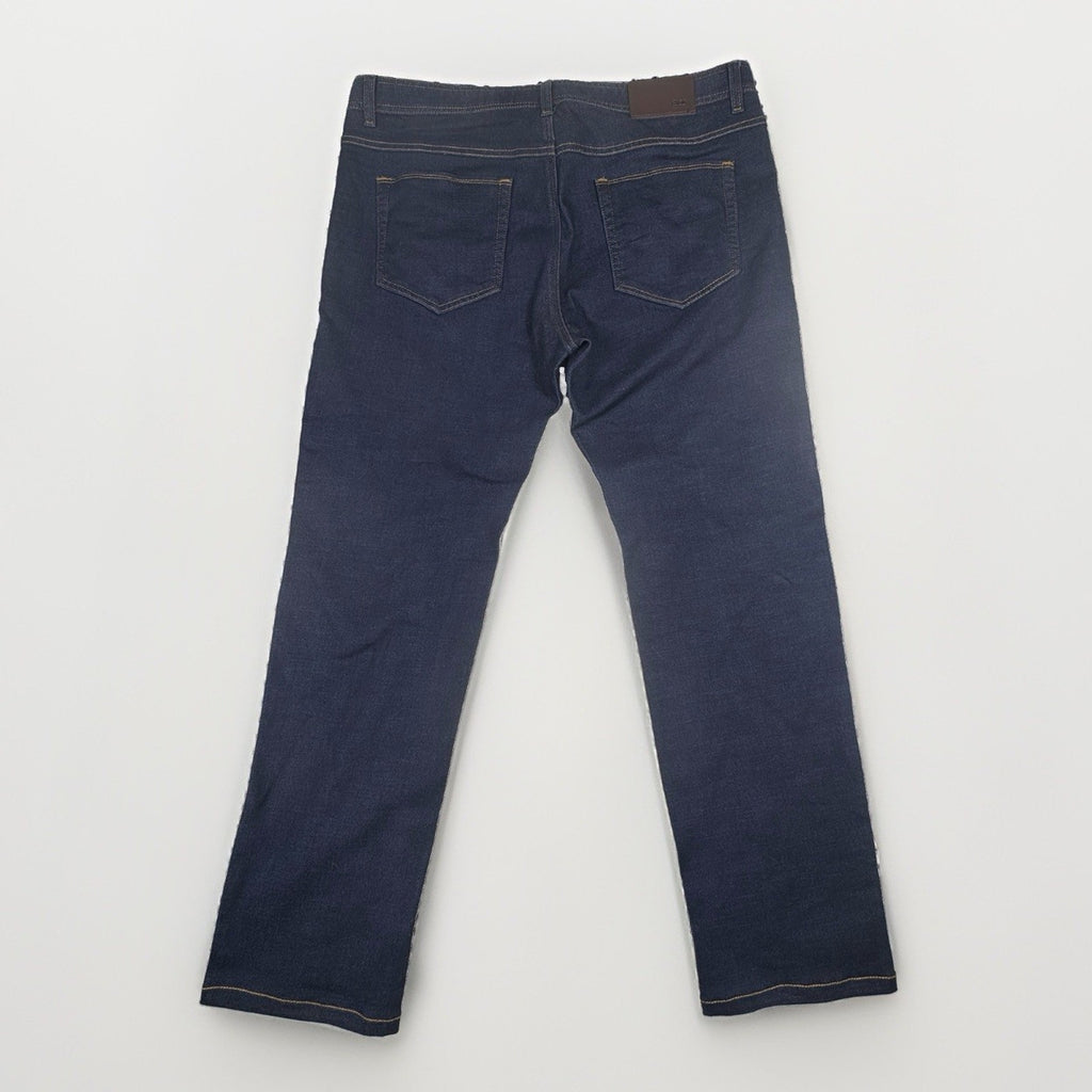 Enzo Tovare Mens 38 x 29 Dark Wash Slim Straight Stretch Denim Jeans Blue