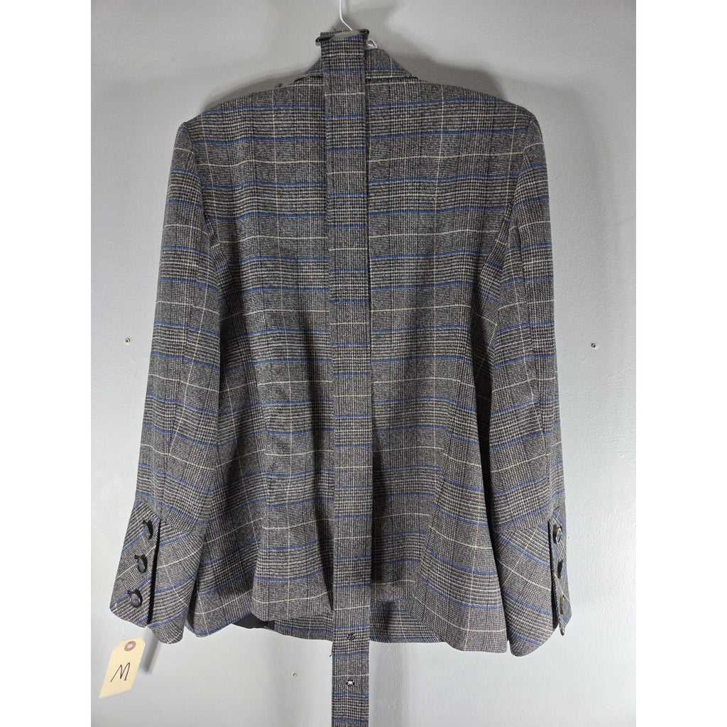 Laundry Shelli Segal Plaid Double Breasted Blazer Womens Sz M Gray Blue Medium