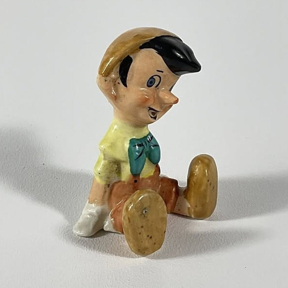 Rare 1950s Walt Disney Pinocchio Ceramic Shelf Sitter Japan 3” Hand Painted