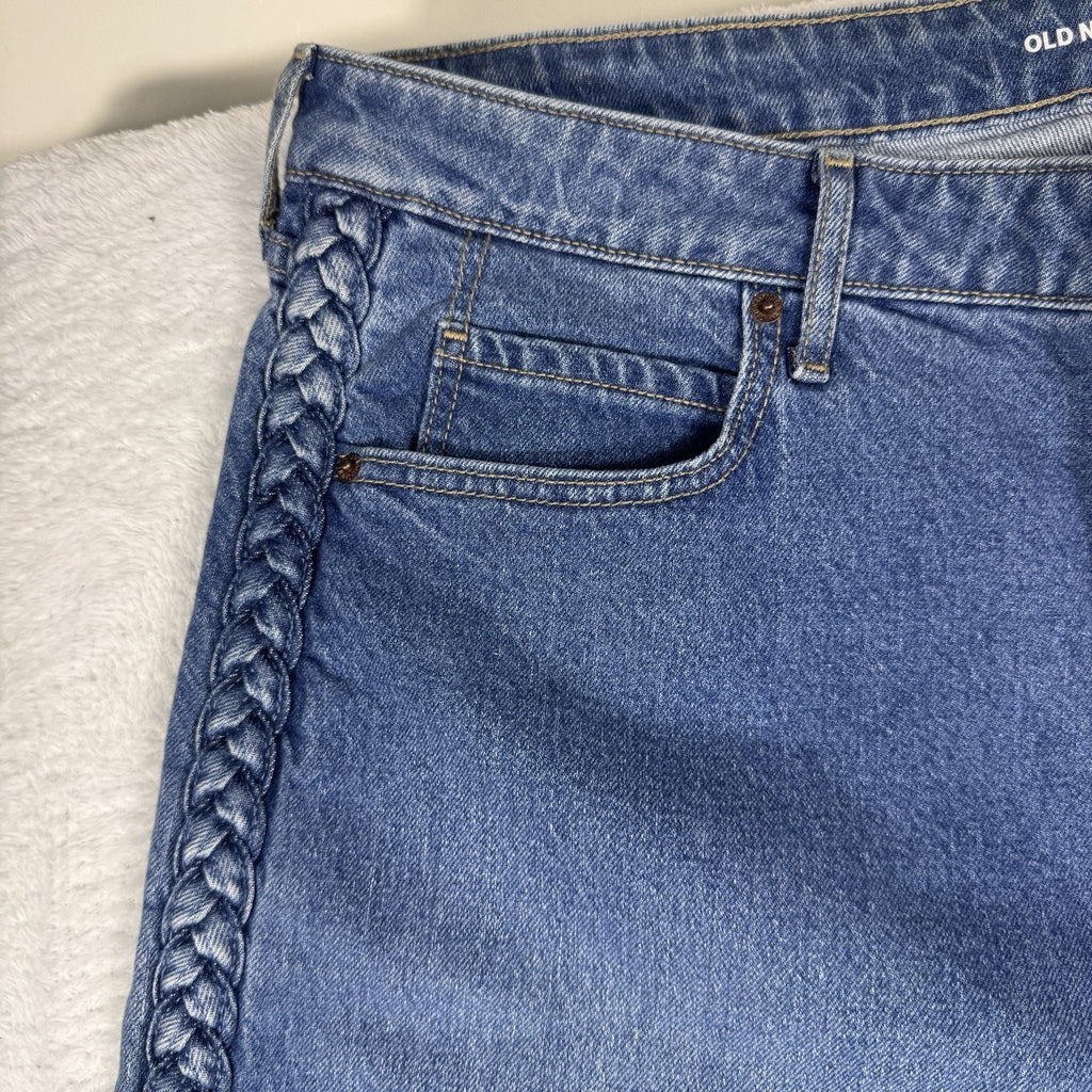 Old Navy Sky-Hi Wide Leg Braided Jeans Womens 18 Extra High Rise NWT Denim