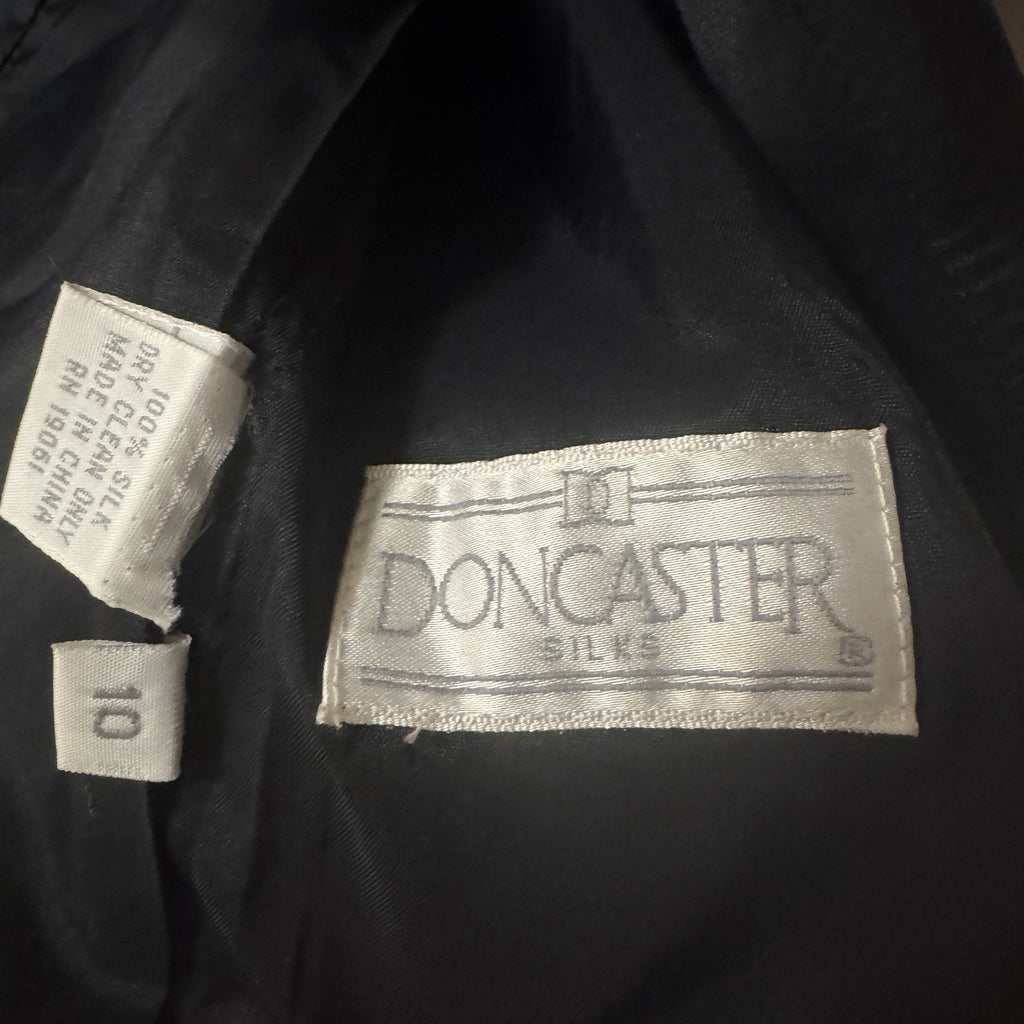 Vintage Doncaster 100% Silk Pink Black Houndstooth Blazer Women’s Size 10