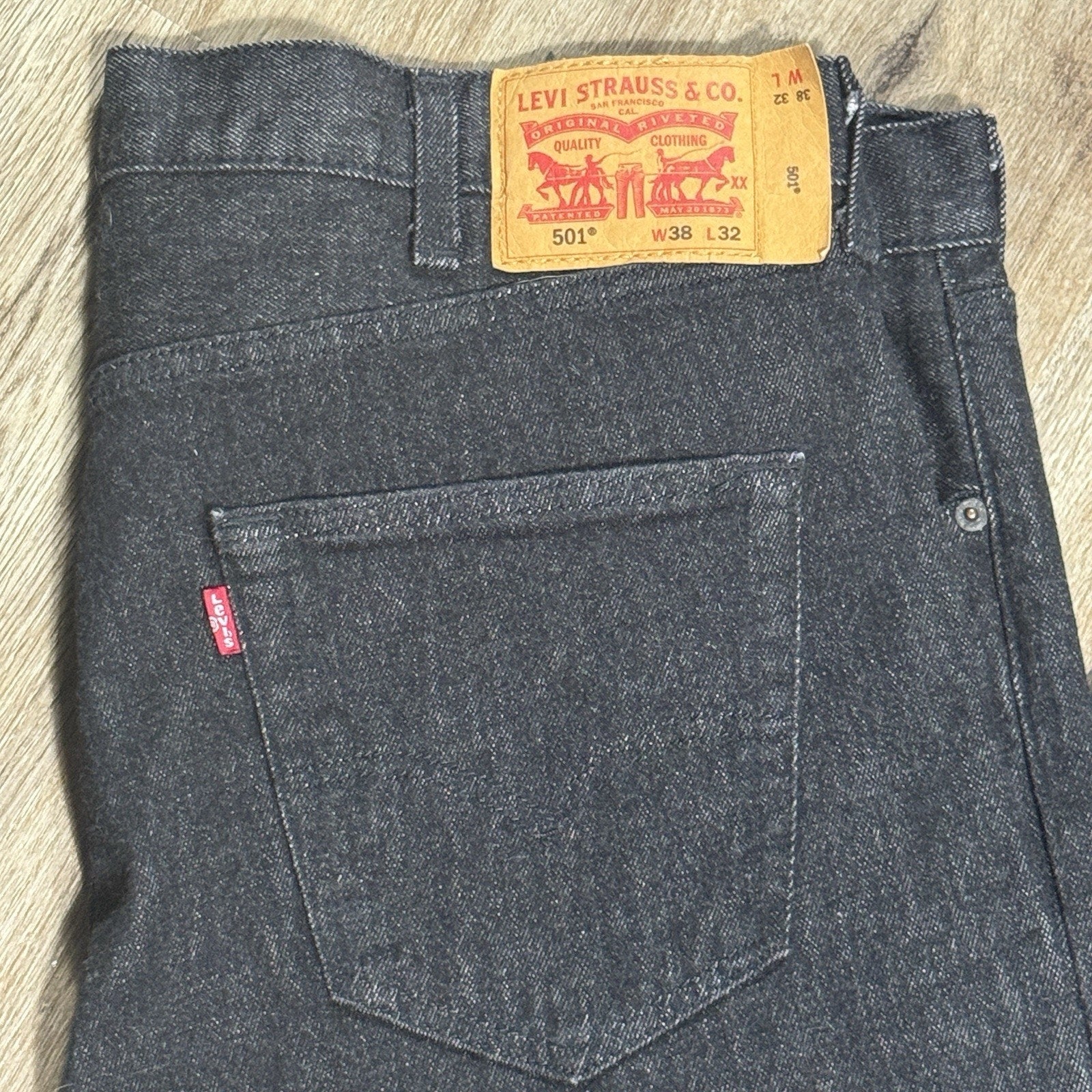 Vtg Levi's 501 Button Fly Jeans Mens 38x32 Black Dark Wash Straight Leg Denim