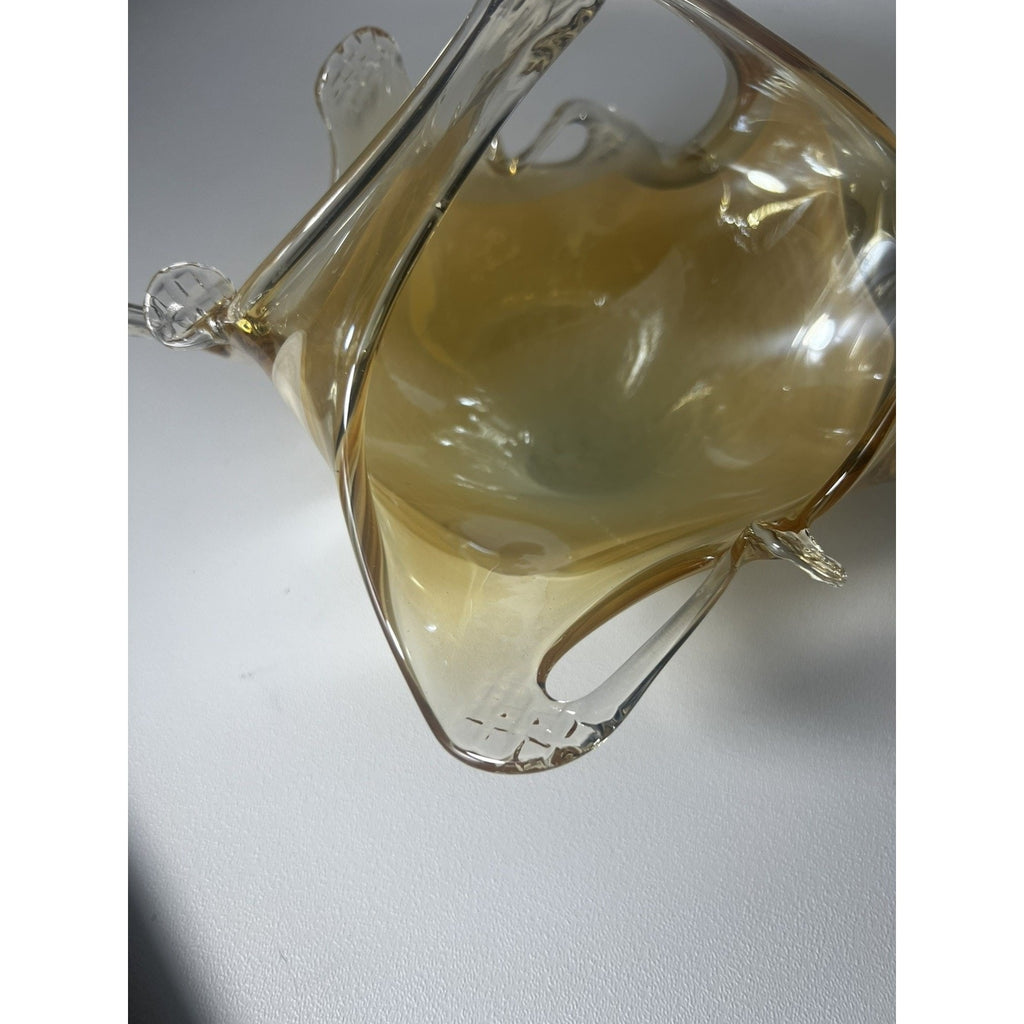 Lavorazione Arte Murano Glass Bowl made in Italy, Amber And gold
