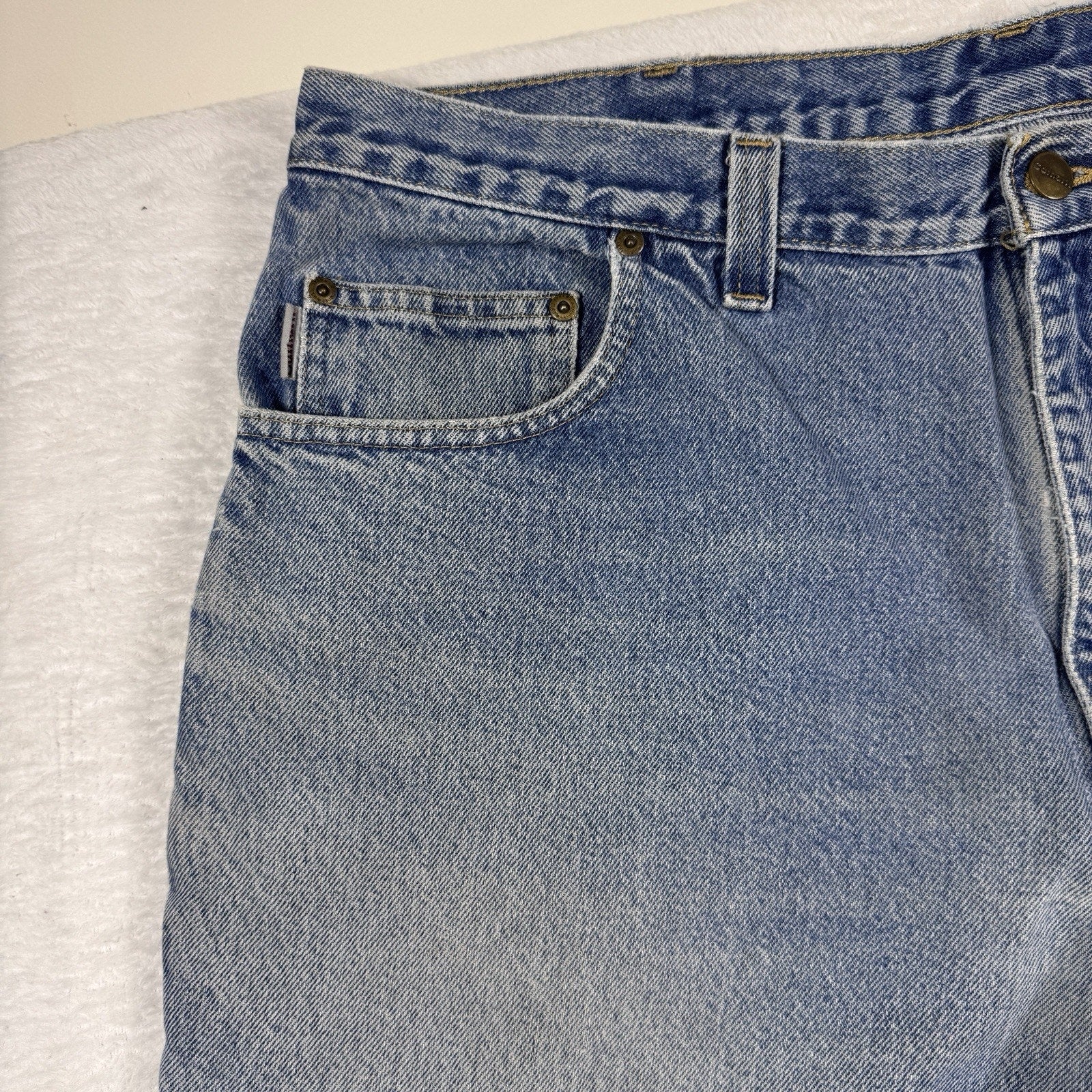 Carhartt B42 Relaxed Fit Jeans Mens 40x30 Distressed Workwear Denim Made Mexico