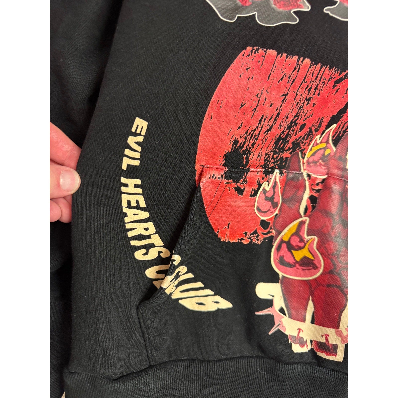 Vicaire Seminar Evil Hearts Club Graphic Hoodie Black XS Y2K Goth Streetwear