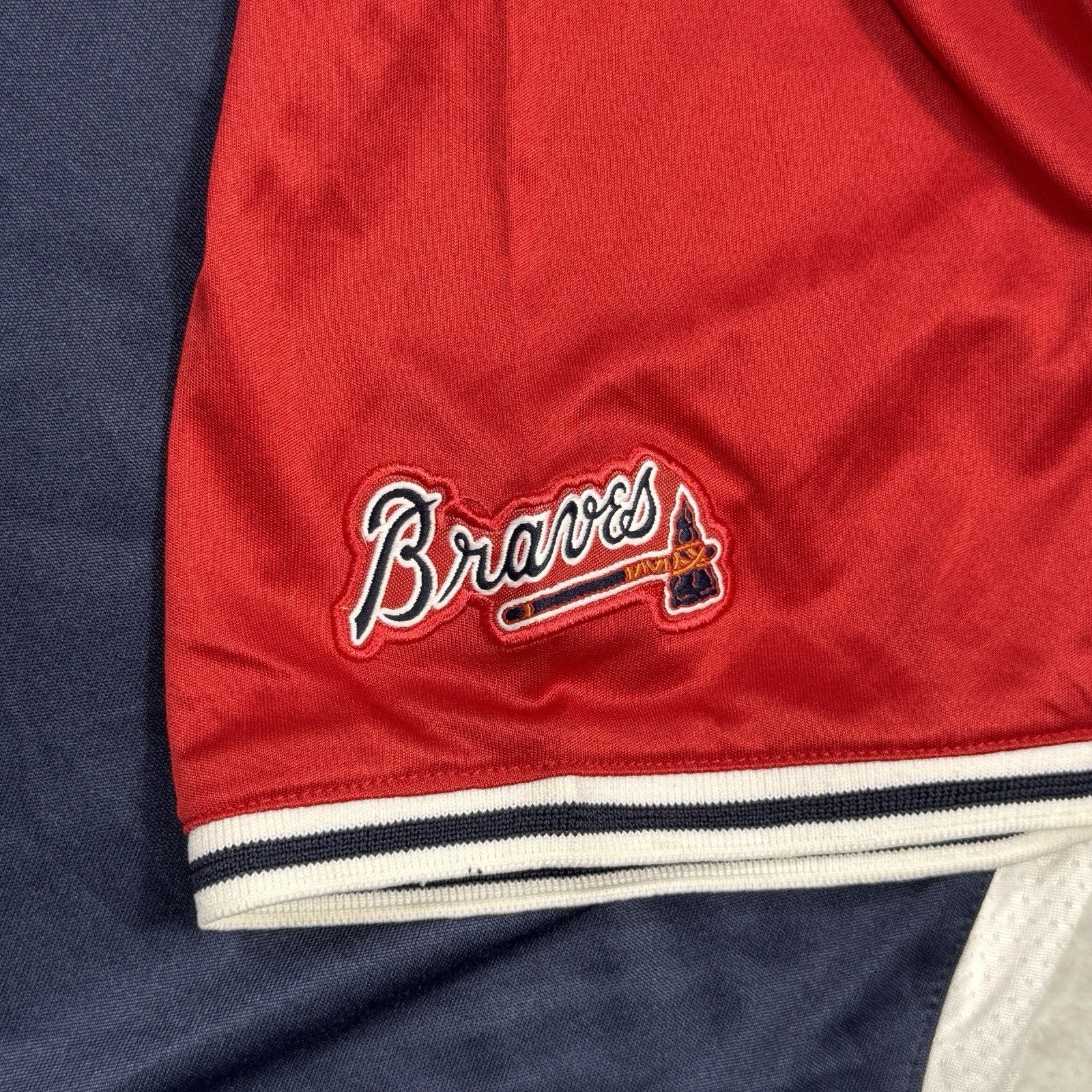 Vtg Majestic Atlanta Braves Baseball Cool Base BP Jersey Mens 4XL 4X V-Neck Blue