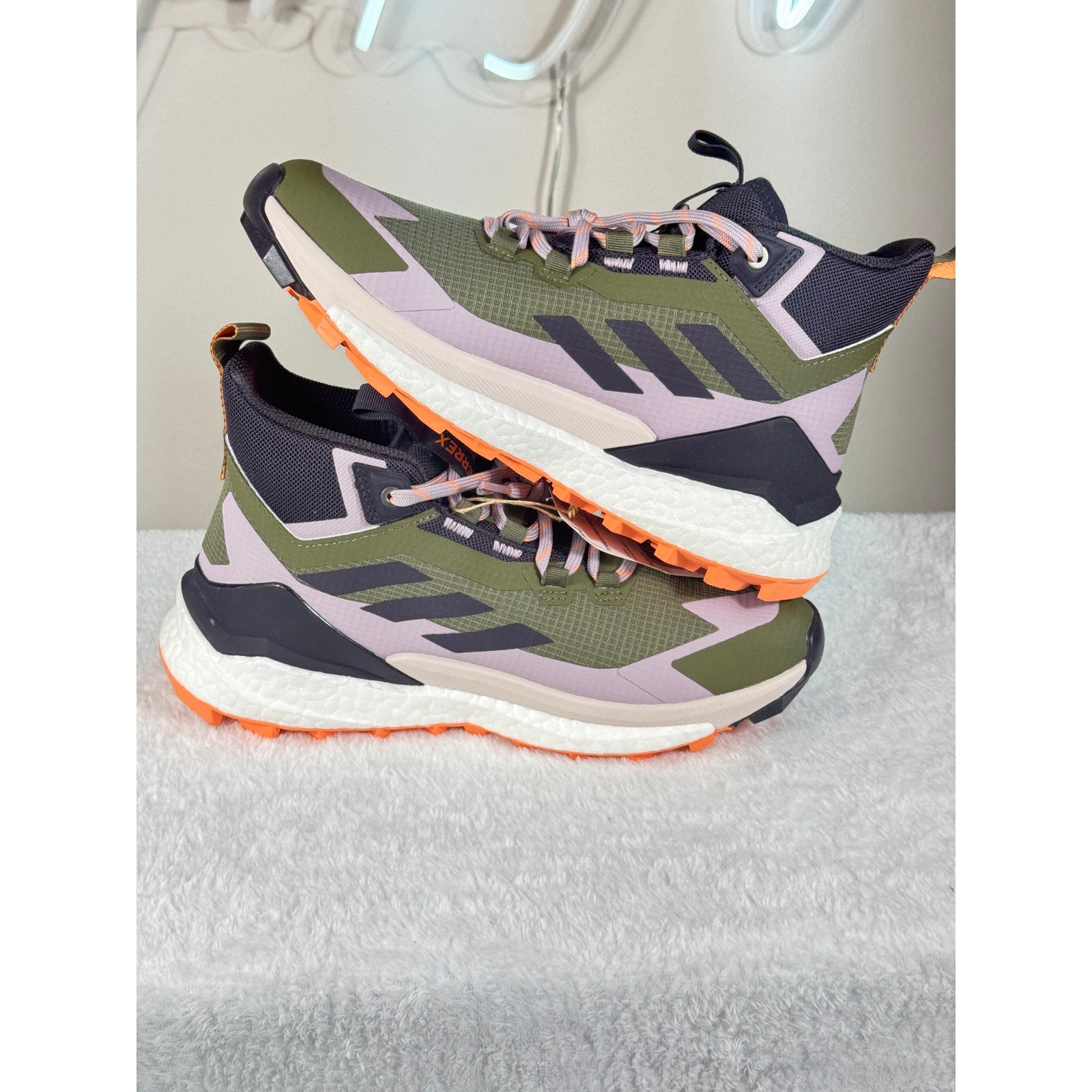 Terrex Free Hiker 2 GTX Green Boost Trail Hiking Shoes IH3531 Women’s 7 Men 5.5