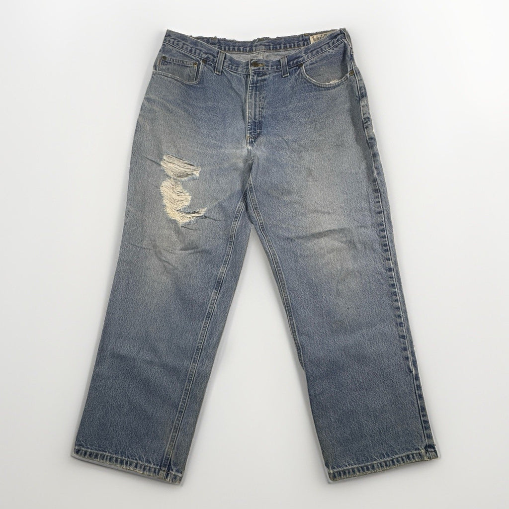 Carhartt B42 Relaxed Fit Jeans Mens 40x30 Distressed Workwear Denim Made Mexico