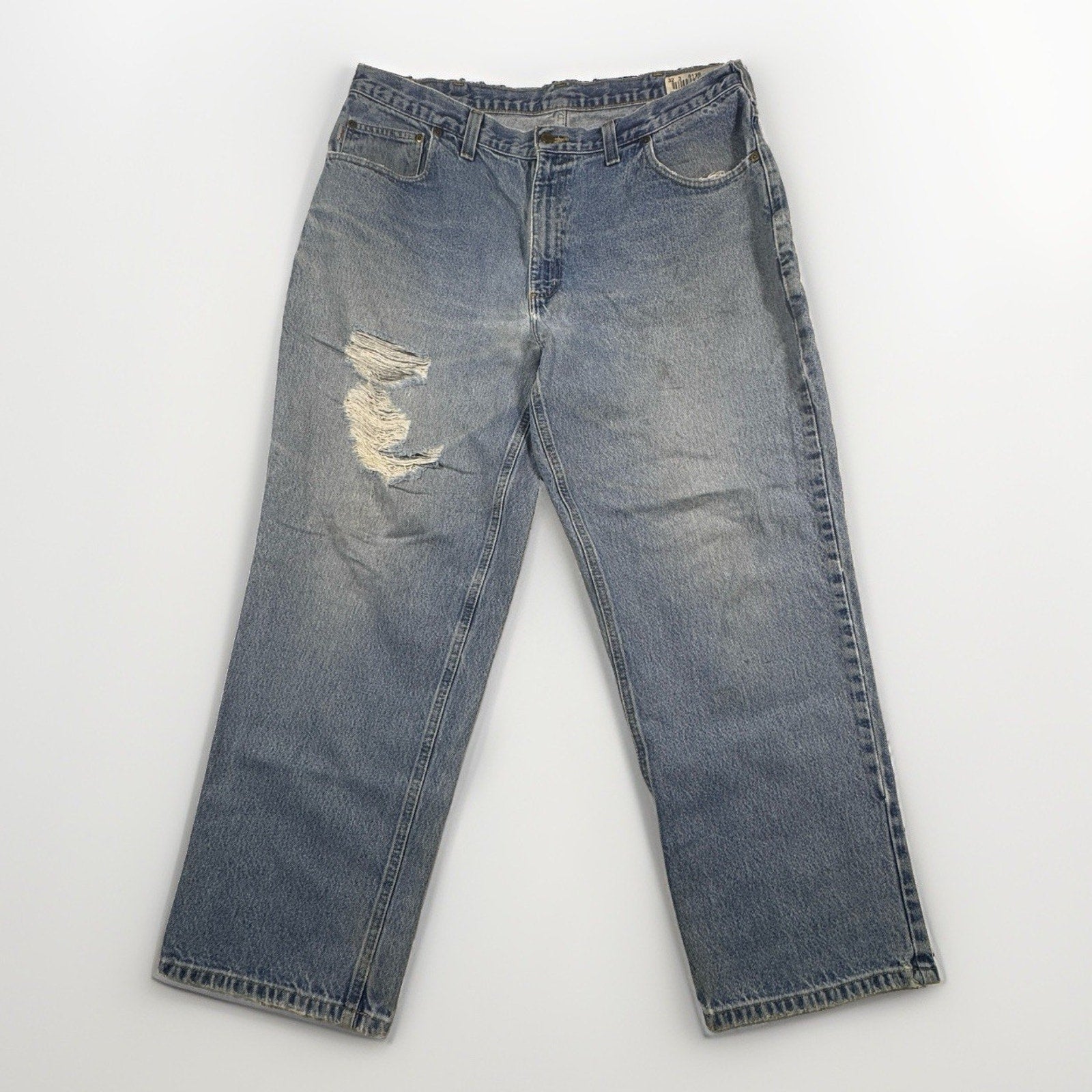 Carhartt B42 Relaxed Fit Jeans Mens 40x30 Distressed Workwear Denim Made Mexico