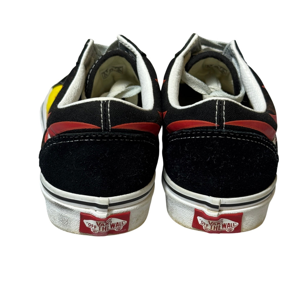 Vans Old Skool Flame Sneakers Black Yellow Red Canvas Skate Shoes Men's 5.5 Women 7