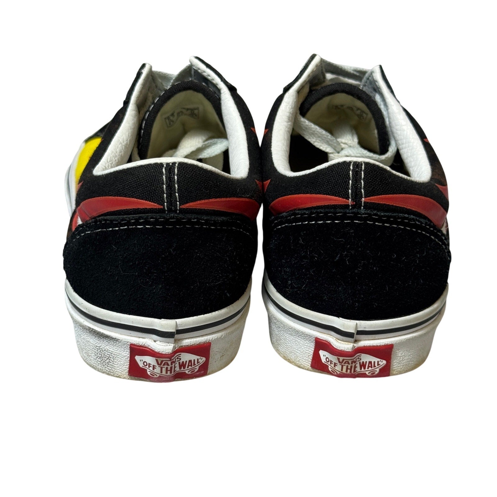 Vans Old Skool Flame Sneakers Black Yellow Red Canvas Skate Shoes Men's 5.5 Women 7