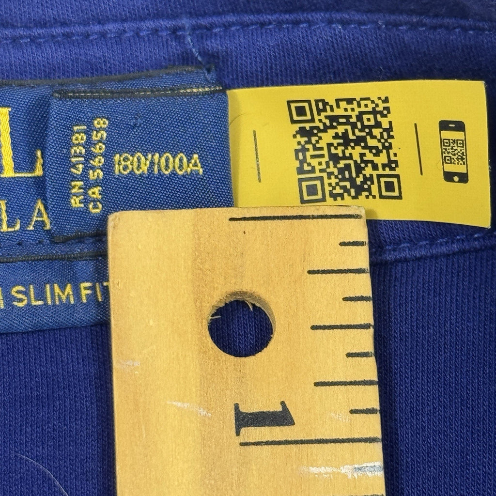 Polo Ralph Lauren Mens L Custom Slim Fit Polo Shirt Royal Blue Short Sleeve
