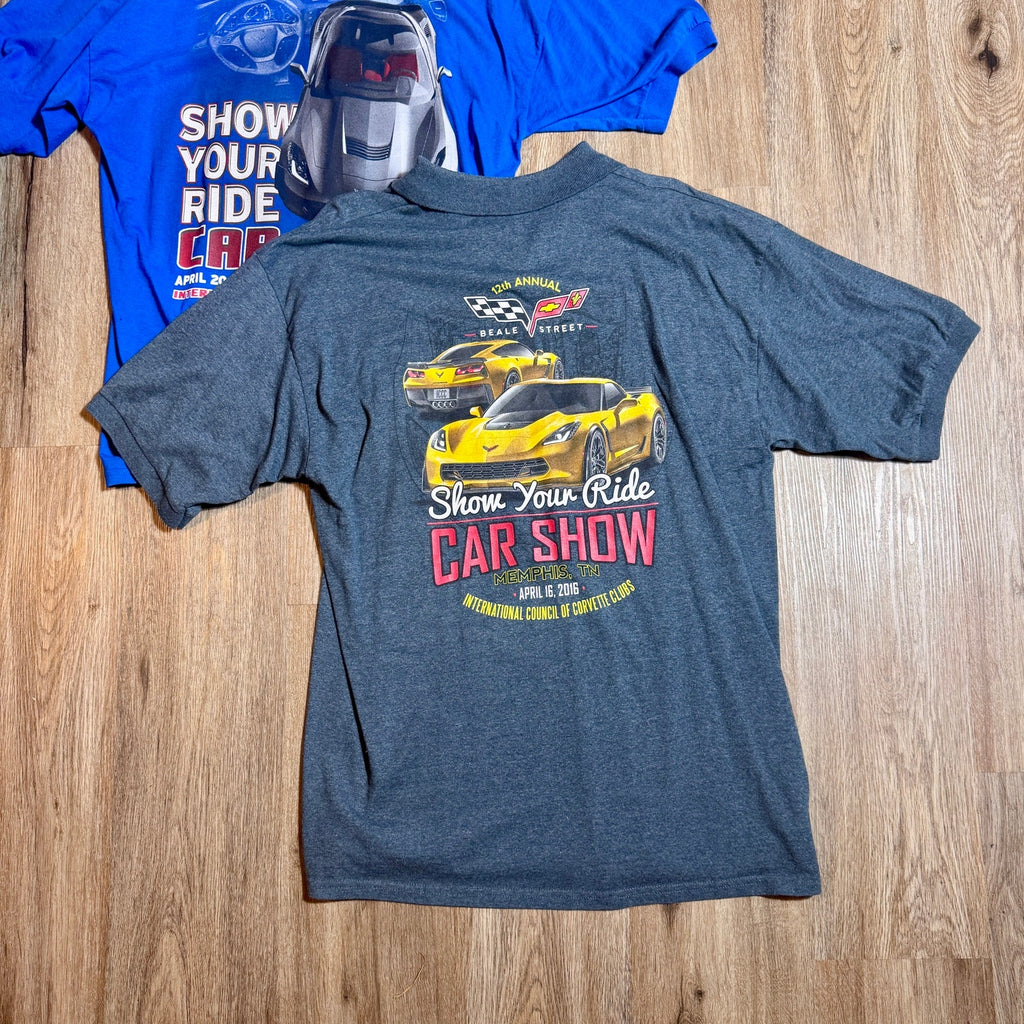 Corvette Car Show Polo Shirt Lot XL Beale Street Memphis TN ICCC 2011 2013 2016