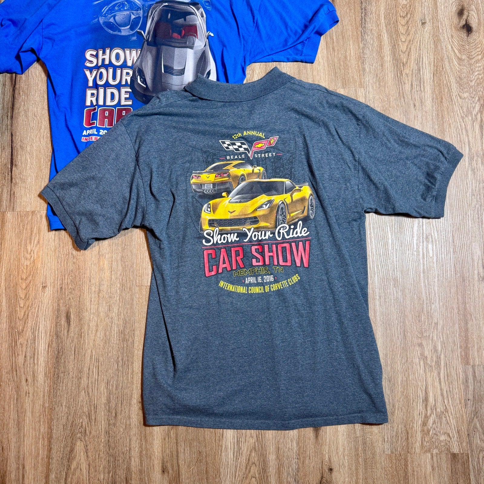 Corvette Car Show Polo Shirt Lot XL Beale Street Memphis TN ICCC 2011 2013 2016