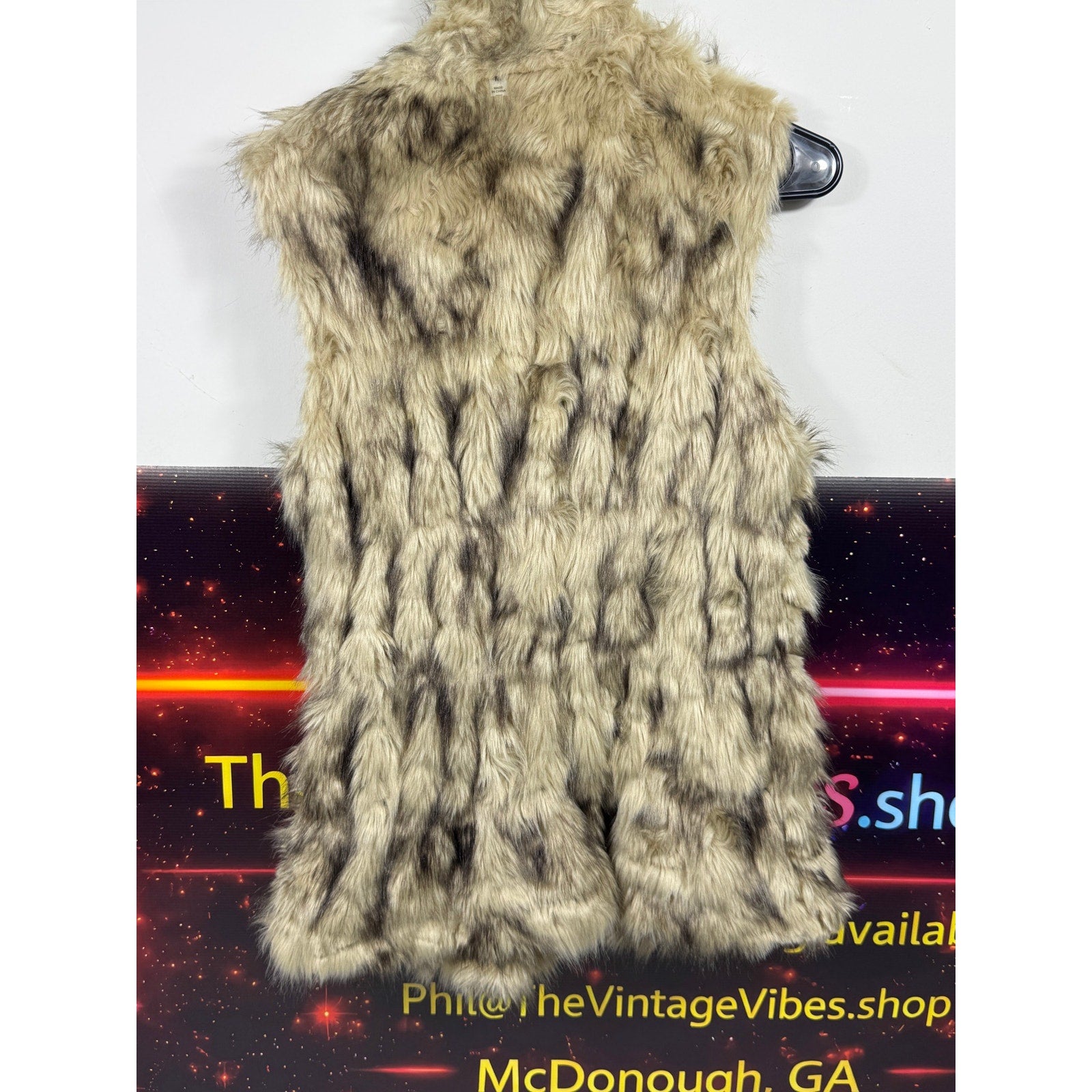 Bagatelle Reversible Faux Fur Leopard Print Puffer Vest Womens Beige Brown Y2K