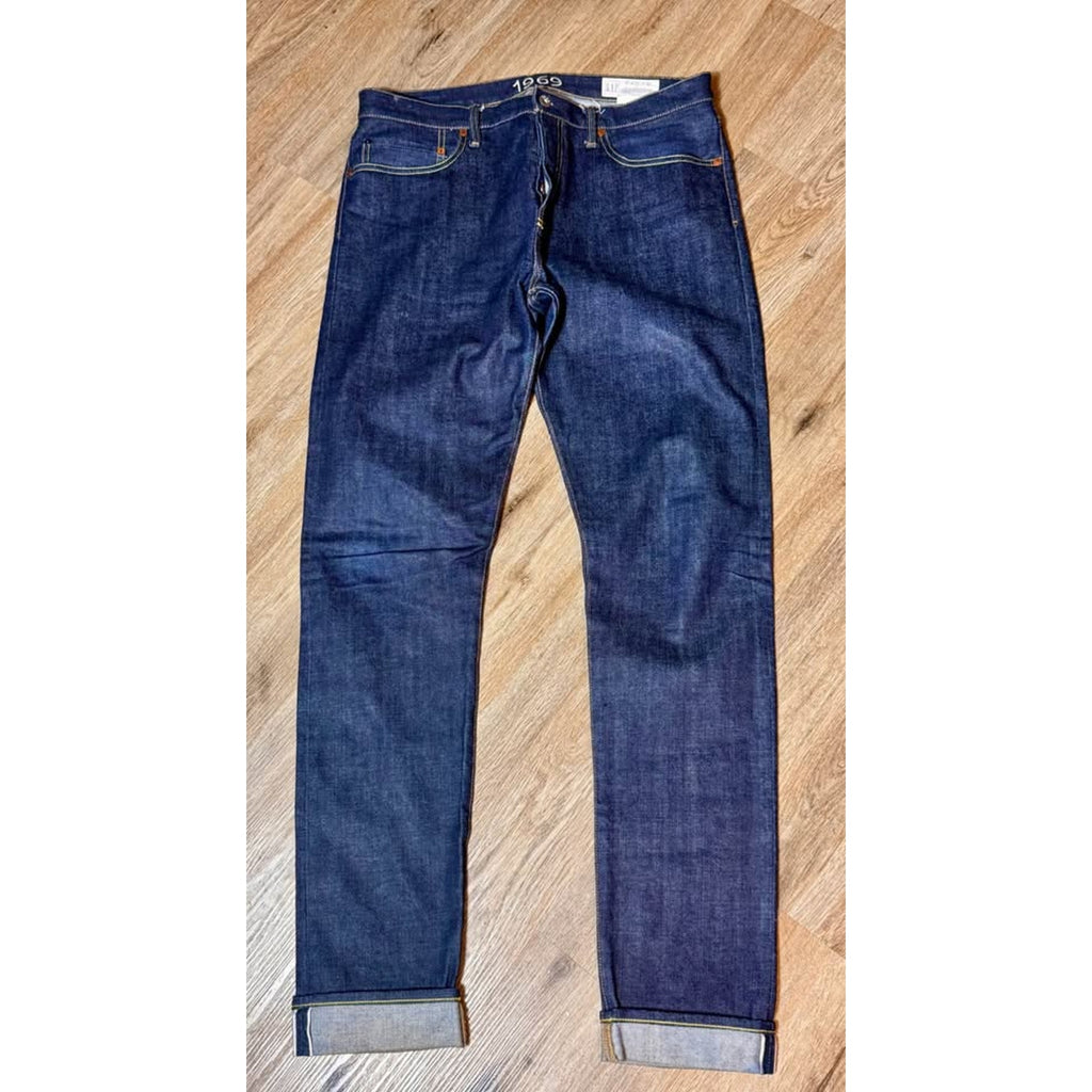 Gap 1969 Japanese Selvedge Raw Indigo Skinny Straight Men’s Jeans 36x36 Button Fly