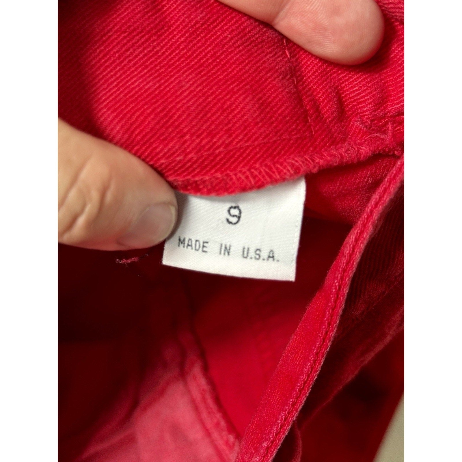 Rare 90 JUST USA Red High Waist Straight Leg Jeans Sz 9 ~ 27” Waist Made in USA