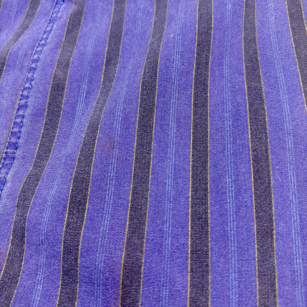 Vtg 1980s Serge Azar Paris Striped Cotton Midi Skirt Women 6 24” Blue Hong Kong