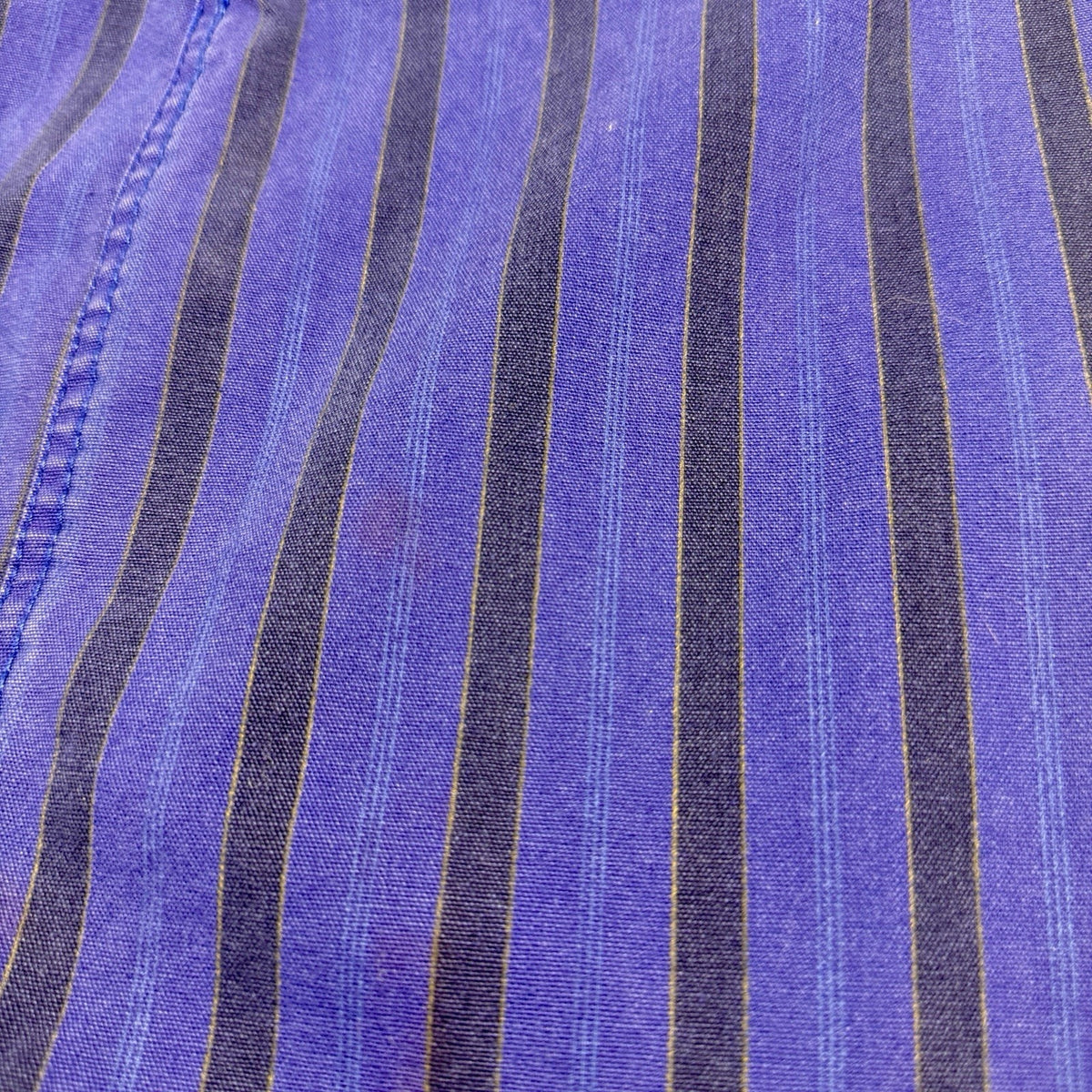 Vtg 1980s Serge Azar Paris Striped Cotton Midi Skirt Women 6 24” Blue Hong Kong