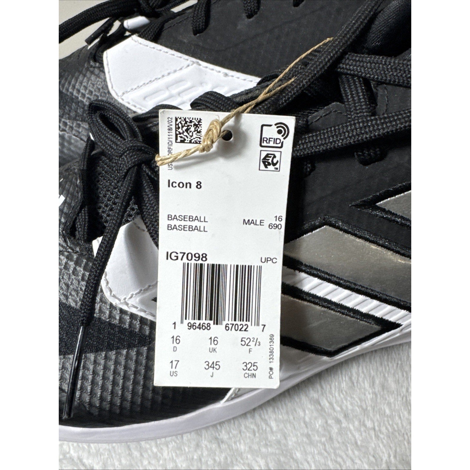Size 17 Mens - Adidas Icon 8 TPU Black White Baseball Cleats NEW w Tags
