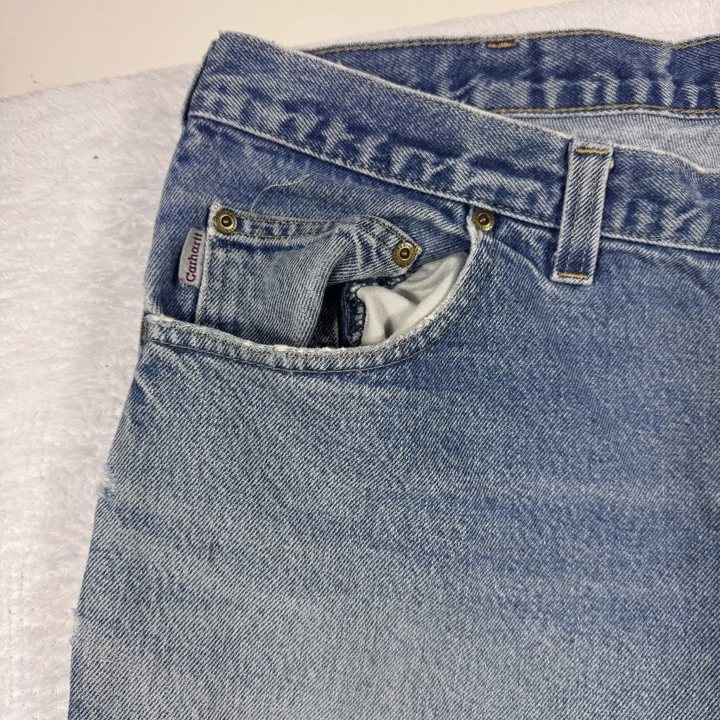 Carhartt B42 Relaxed Fit Jeans Mens 40x30 Distressed Workwear Denim Made Mexico