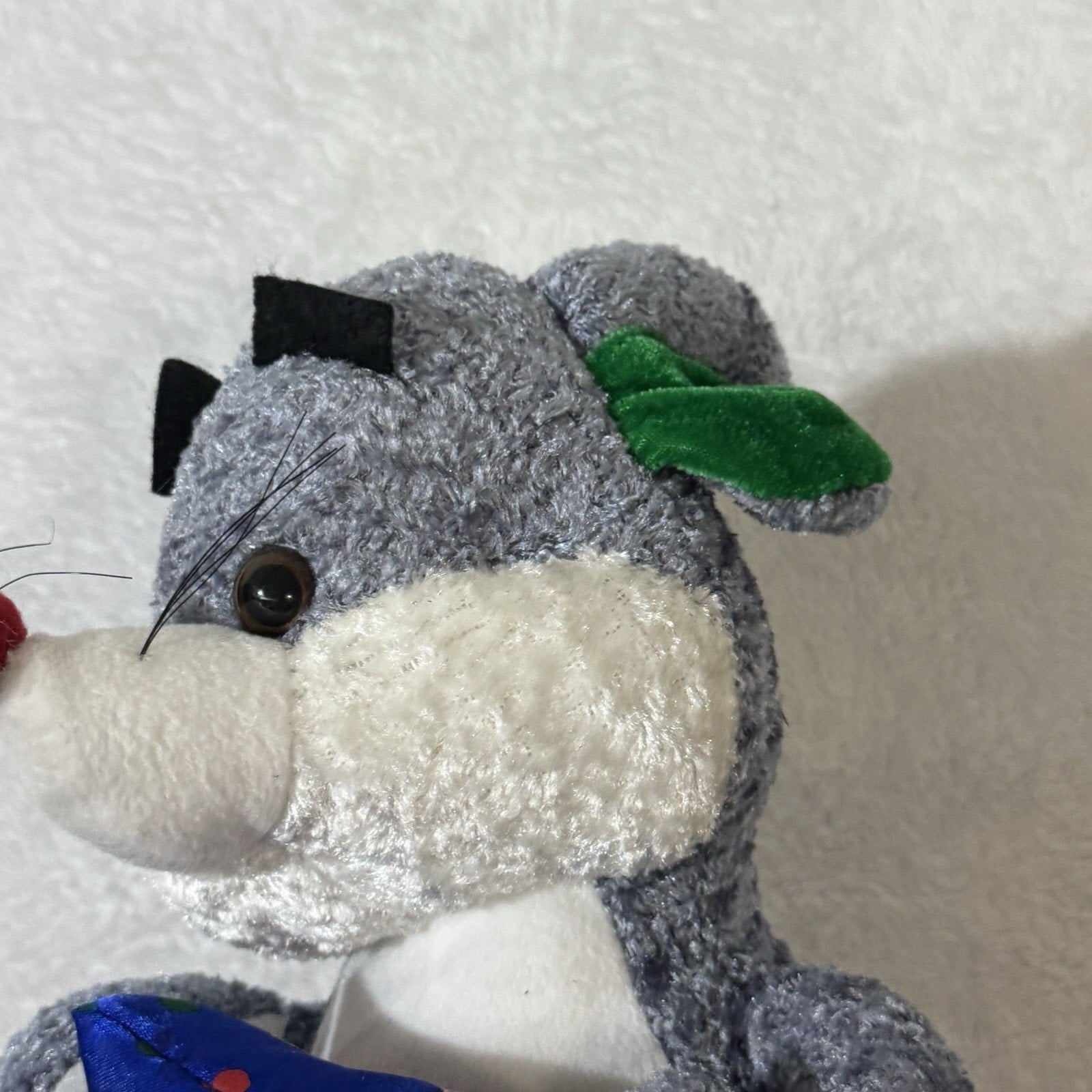 K&K Games Christmas Mouse Plush Gray Red Green Holiday Stuffed Animal Blue Scarf
