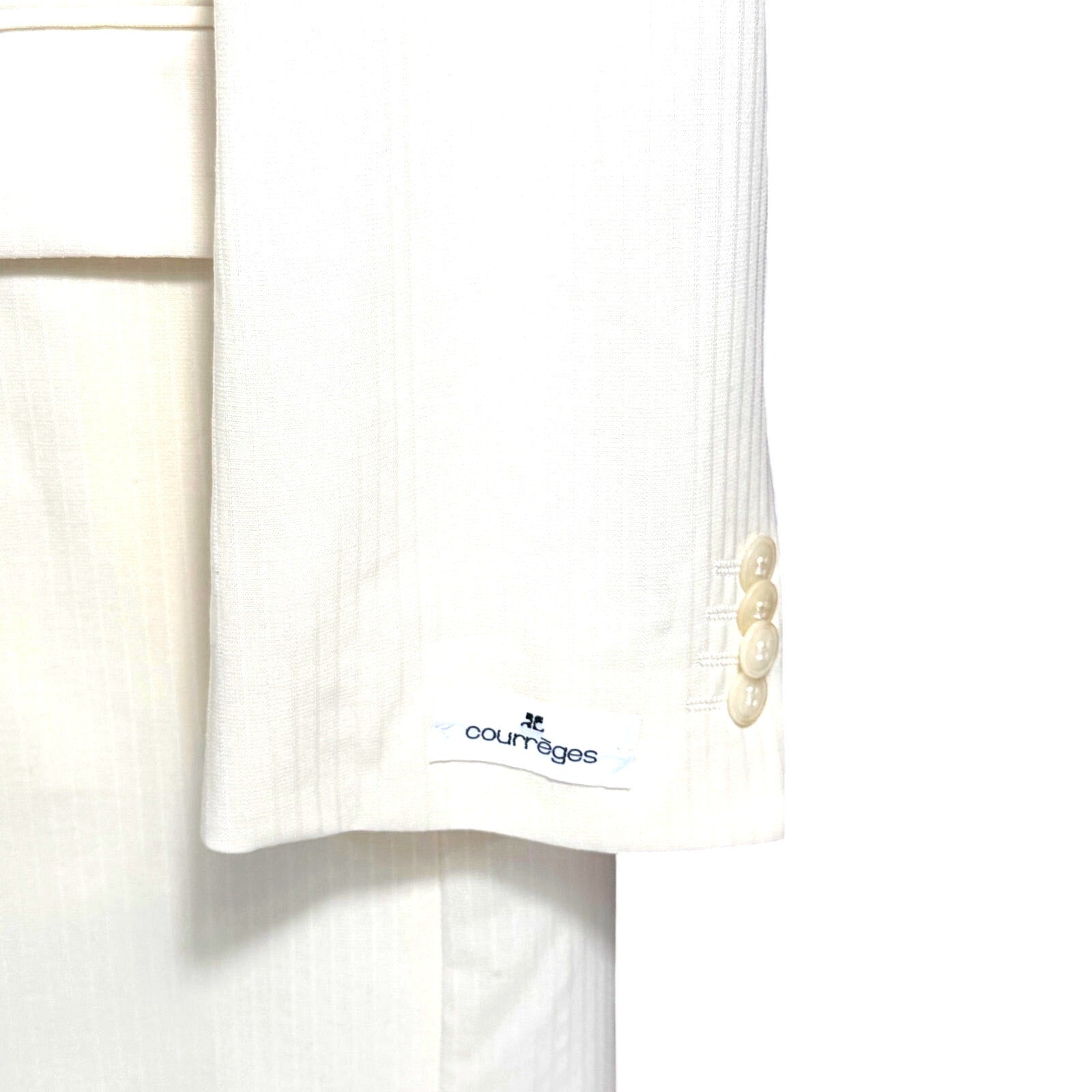 NWT Courrèges Homme Ivory Virgin Wool 2 Piece Suit EU 47 French Designer