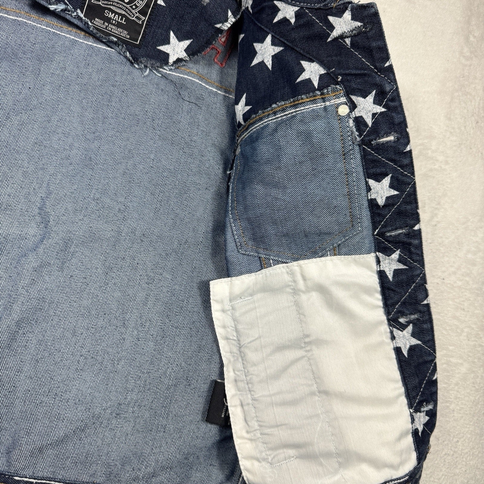 Akademiks AKDMKS Stars Denim Vest Womens XS Y2K Hip Hop USA Flag Patriotic 90s
